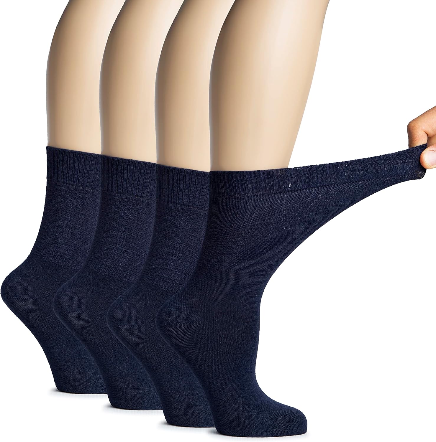 Hugh Ugoli Women's Soft Bamboo Diabetic Crew Socks, Wide, Loose Fit & Thin Socks...