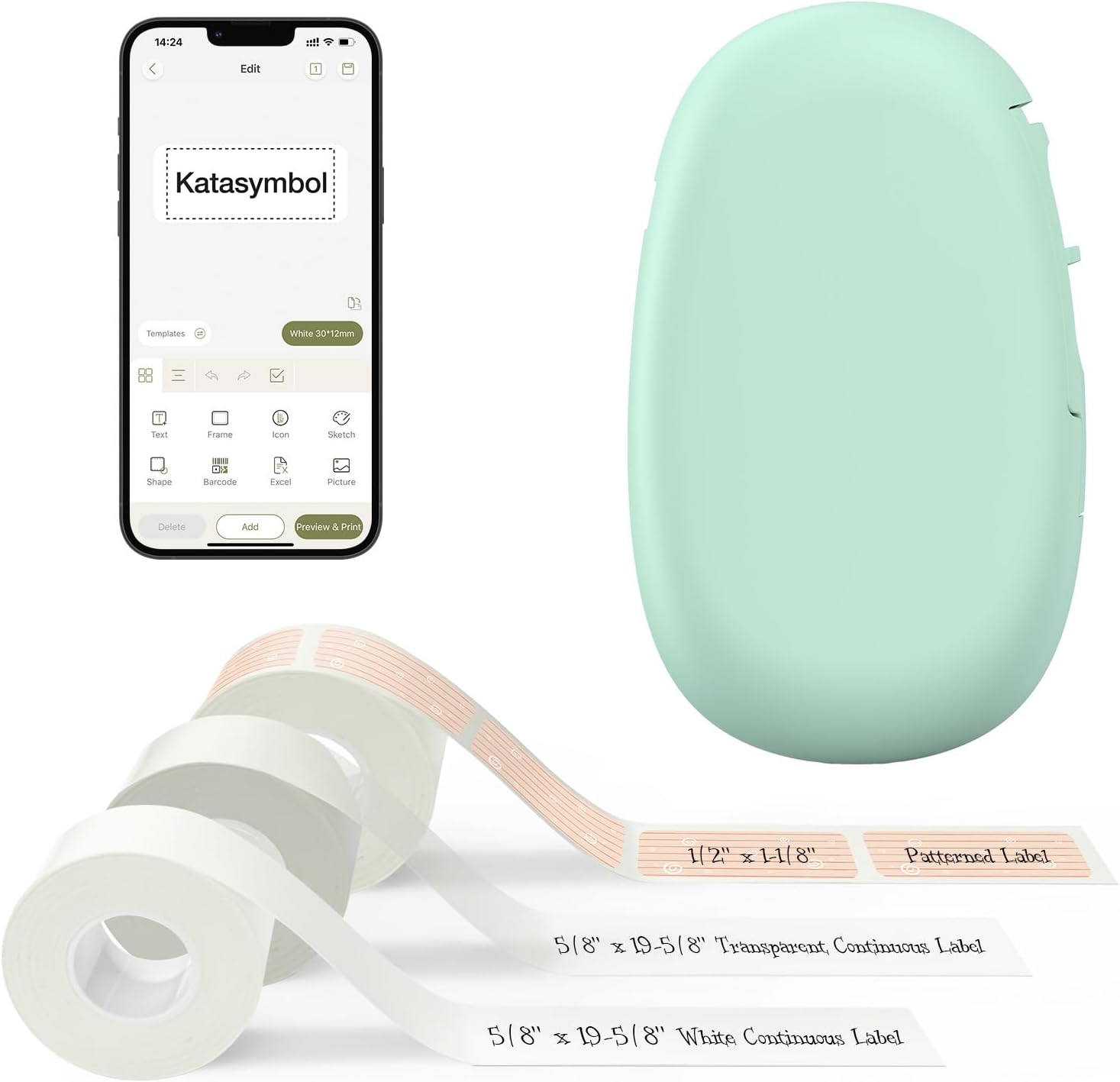 SUPVAN E10 Bluetooth Label Maker Machine with 3 Tapes, Continuous Waterproof Lab...