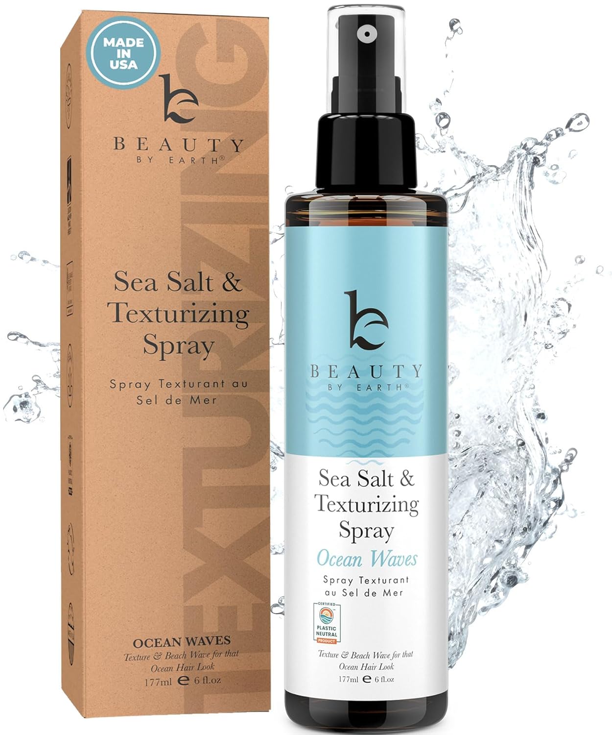 Sea Salt Spray for Textured Beach Waves & Volume - USA Made with Organic Ingredi...