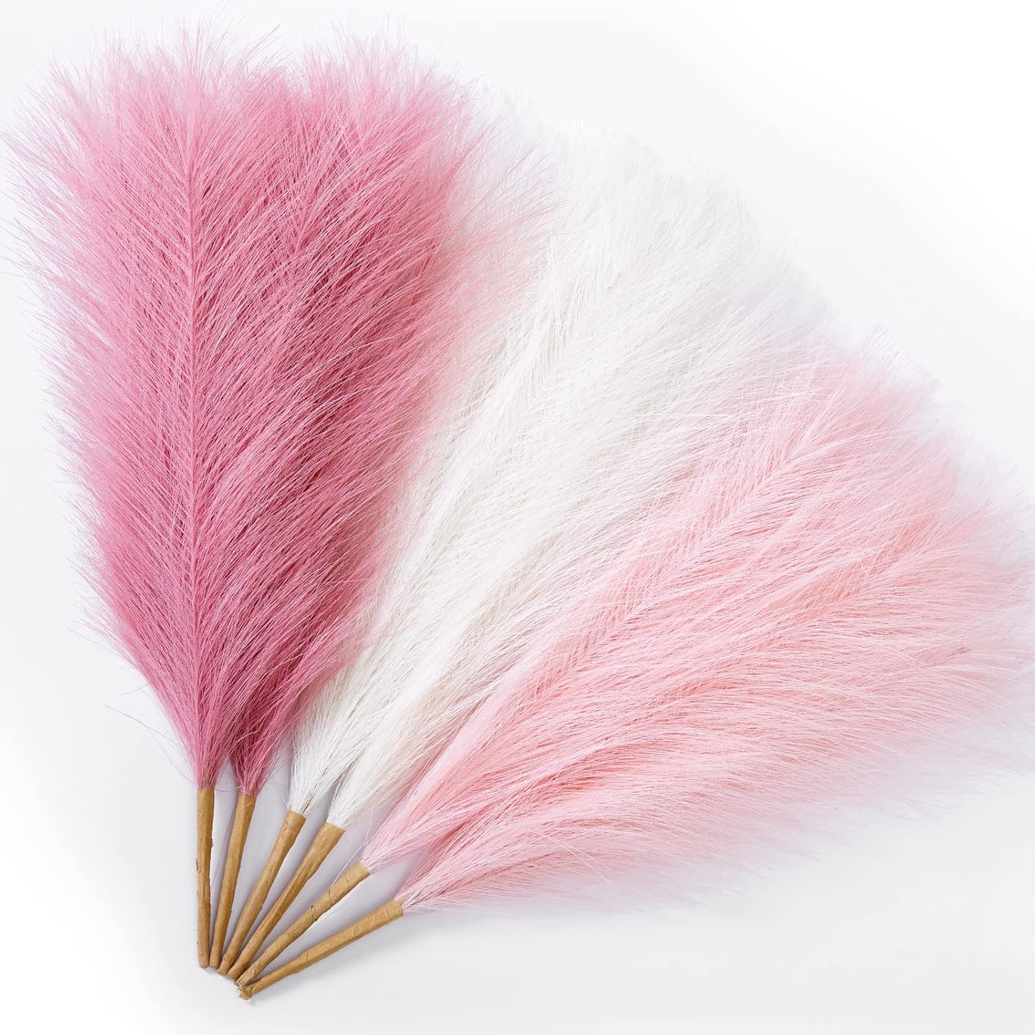 Serwalin Pampas Grass Pink Decor 17.7 Inch 6pcs, Faux Pampas Grass Home Decor, A...