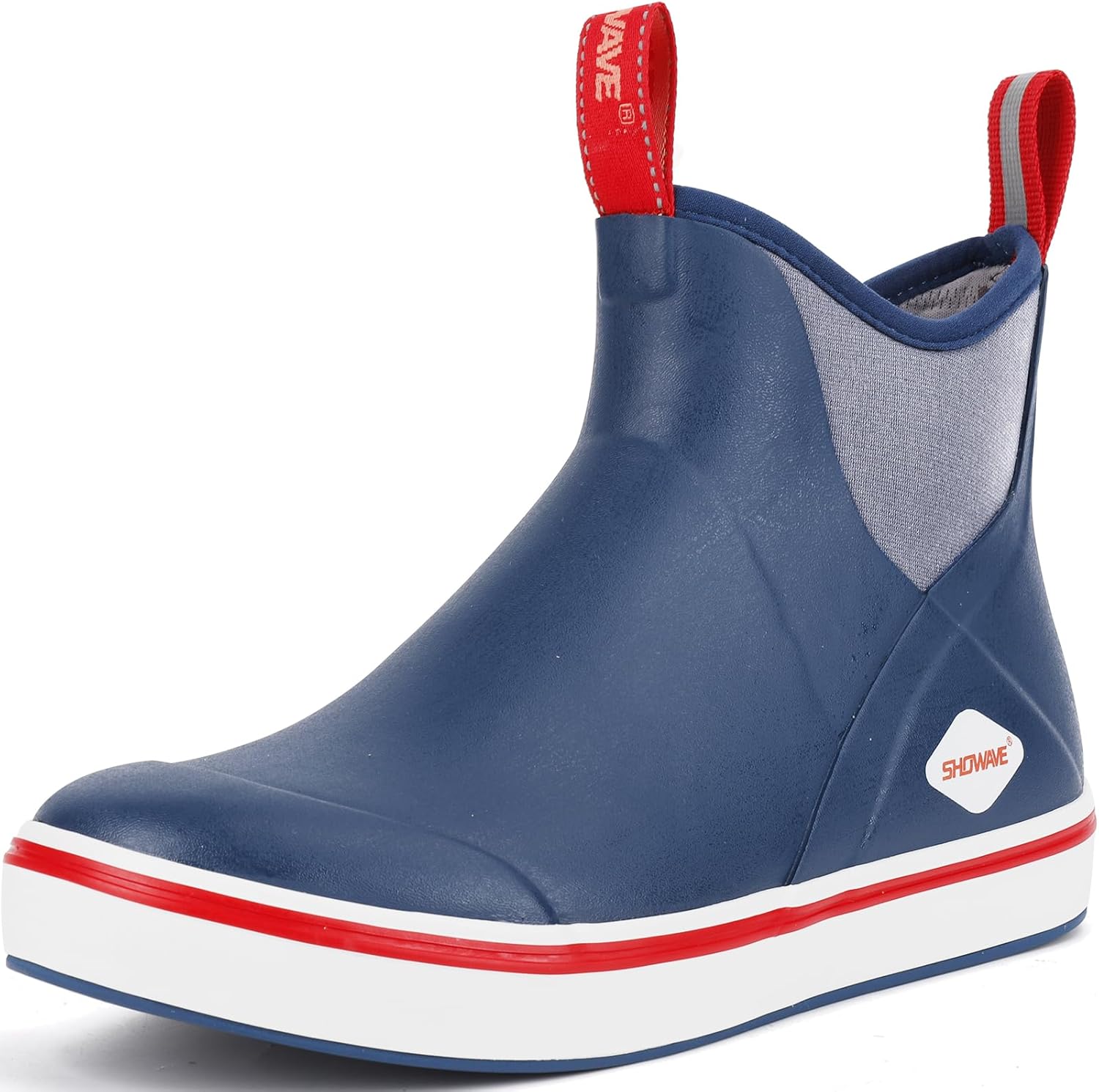 Showave Men's Deck Boots Waterproof Ankle Rubber Rain Boots Non-slip Boat Bootie...