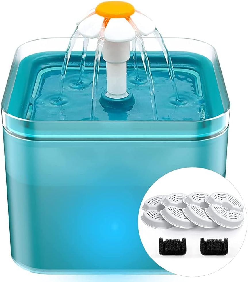 AONBOY Cat Water Fountain with 6 Filters（cyan）