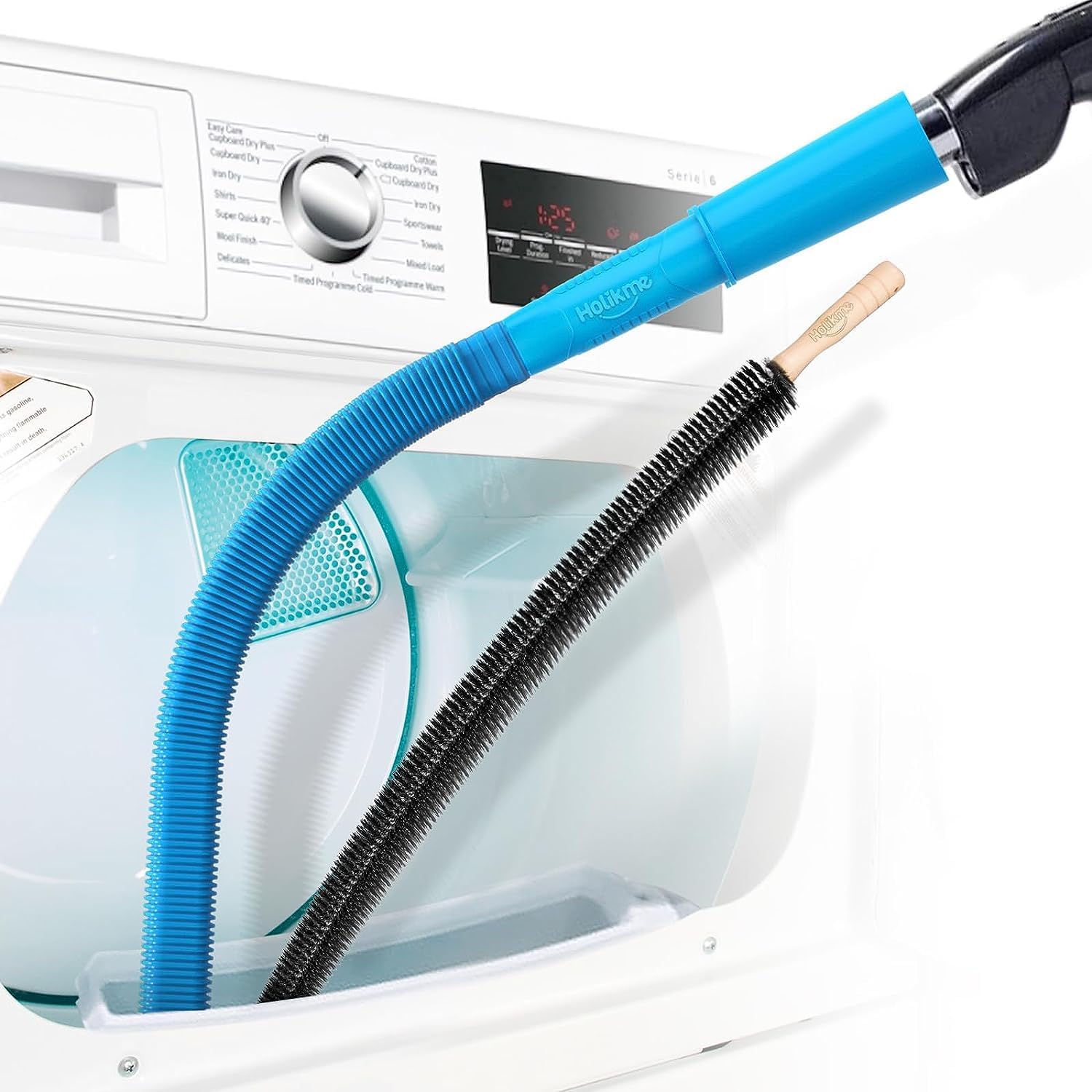 Holikme 2 Pieces Dryer Vent Cleaner Kit, Dryer Lint Vacuum Attachment and Flexib...