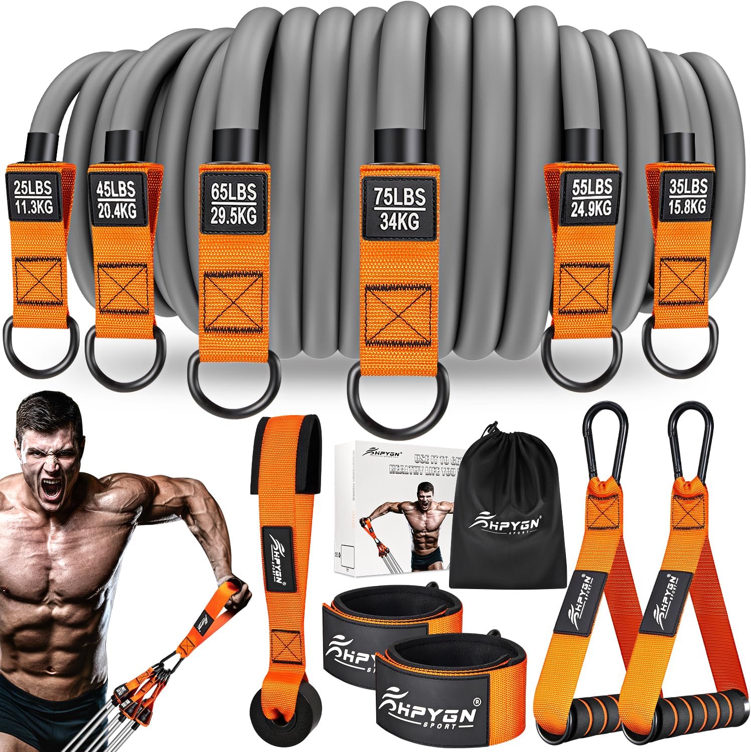 Resistance Bands, Heavy Exercise Bands with Handles, Fitness Bands for Working O...