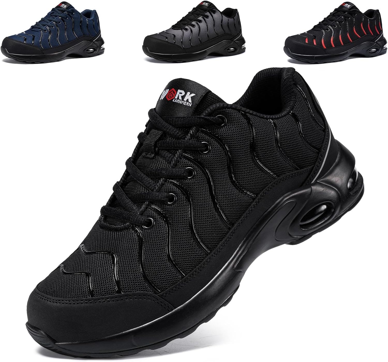 LARNMERN Steel Toe Cap Trainers Mens Puncture Resistant Lightweight Safety Train...