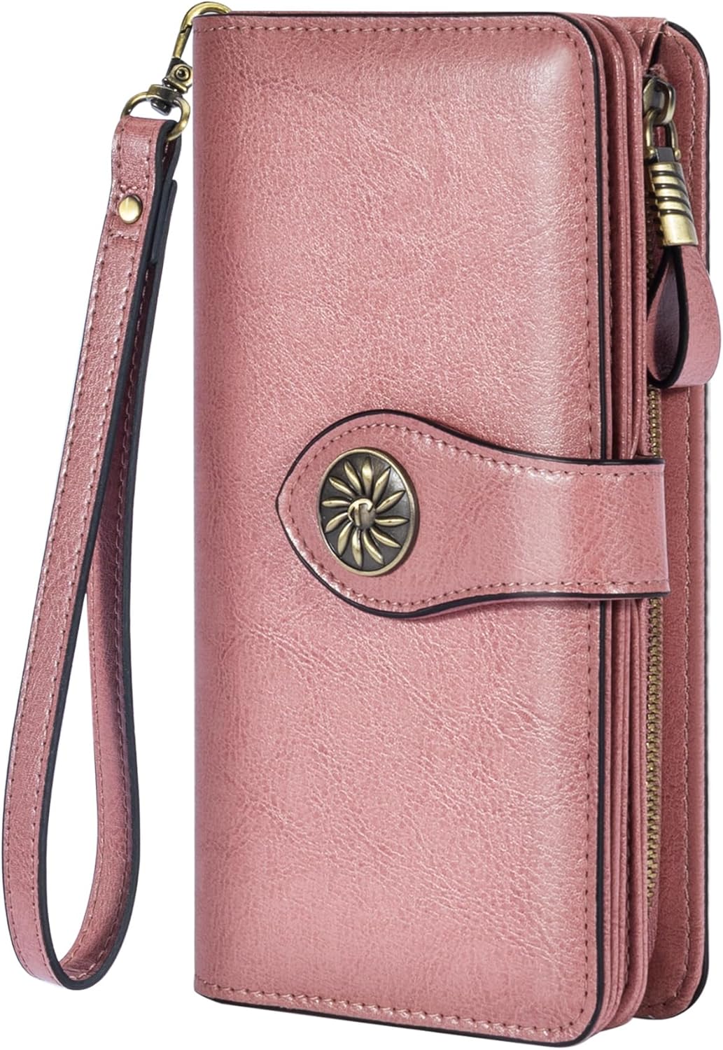 Travelambo Women's Wallet RFID Blocking Credit Card Holder Large Capacity Wristl...