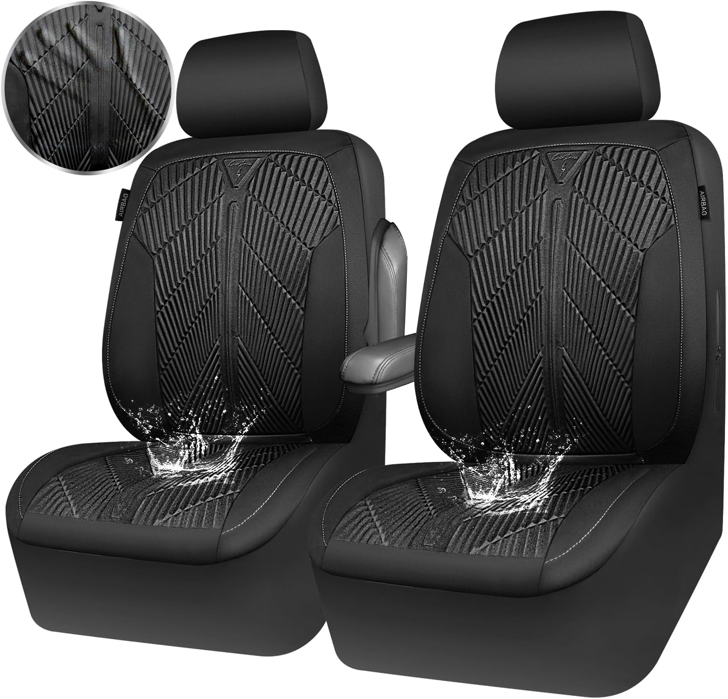 CAR PASS Waterproof Car seat Covers Front Seats Covers Neoprene Wetsuit, All-Wea...