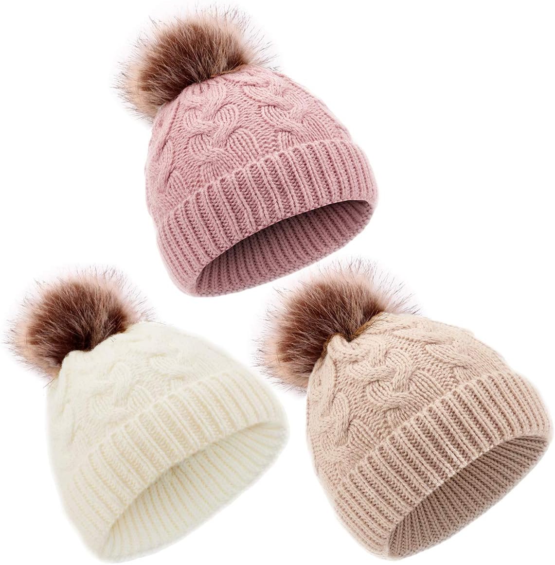 DANMY Baby Beanie Hat, Infant Newborn Toddler Winter Warm Knit Cap for Little Bo...