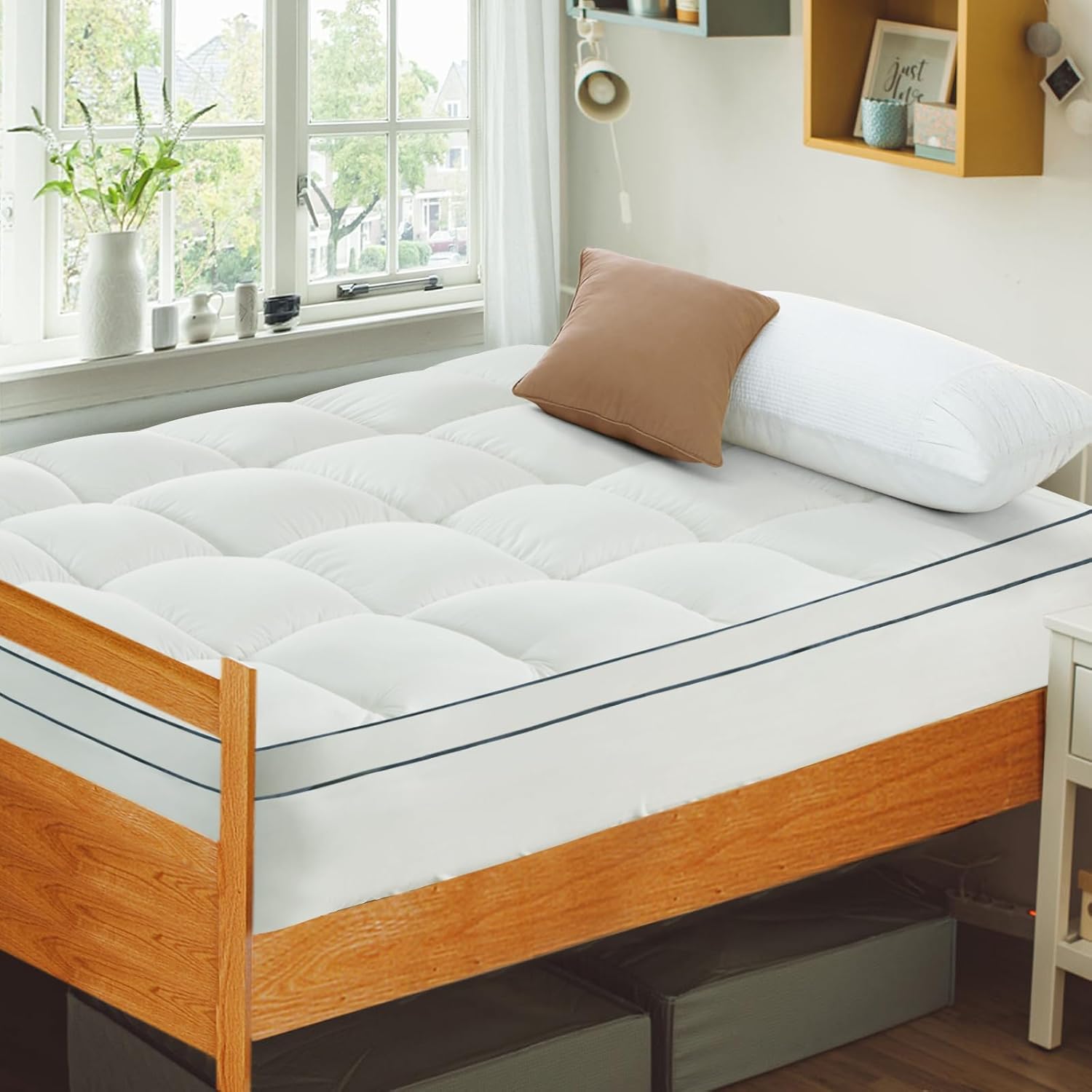 Mattress Topper Twin XL College Dorm, Bed Topper Twin XL Cooling Mattress Pad Co...