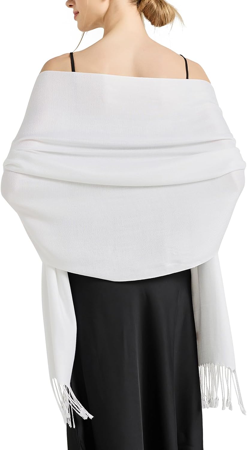 Soft Silky Pashmina Shawl Wraps Solid Colors Scarf for Wedding Evening Dresses A...