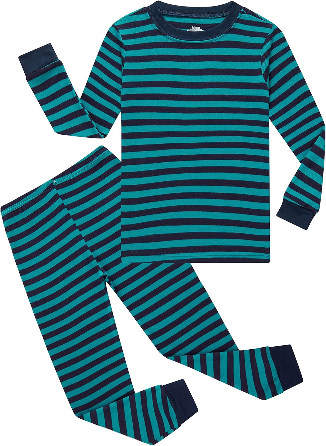 KikizYe Pajamas for Boys Pjs Kids Long sleeve Pijamas 10 Striped-blue-black