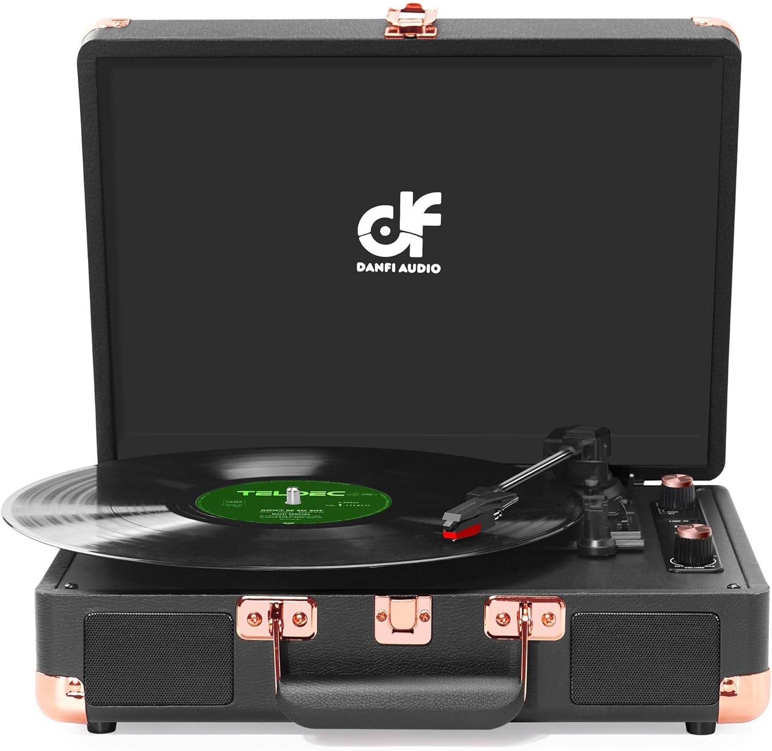 Record Player with Built-in 2 Speakers Vintage 3-Speed Portable Bluetooth Suitca...