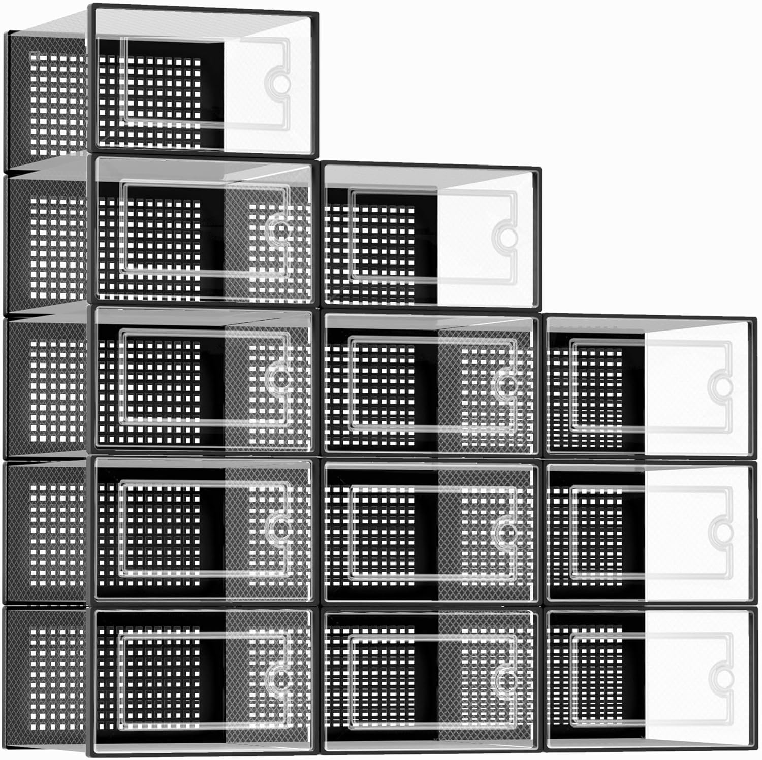 Kuject Large Shoe Organizers Storage Boxes for Closet, 12 Pack Clear Plastic Sta...