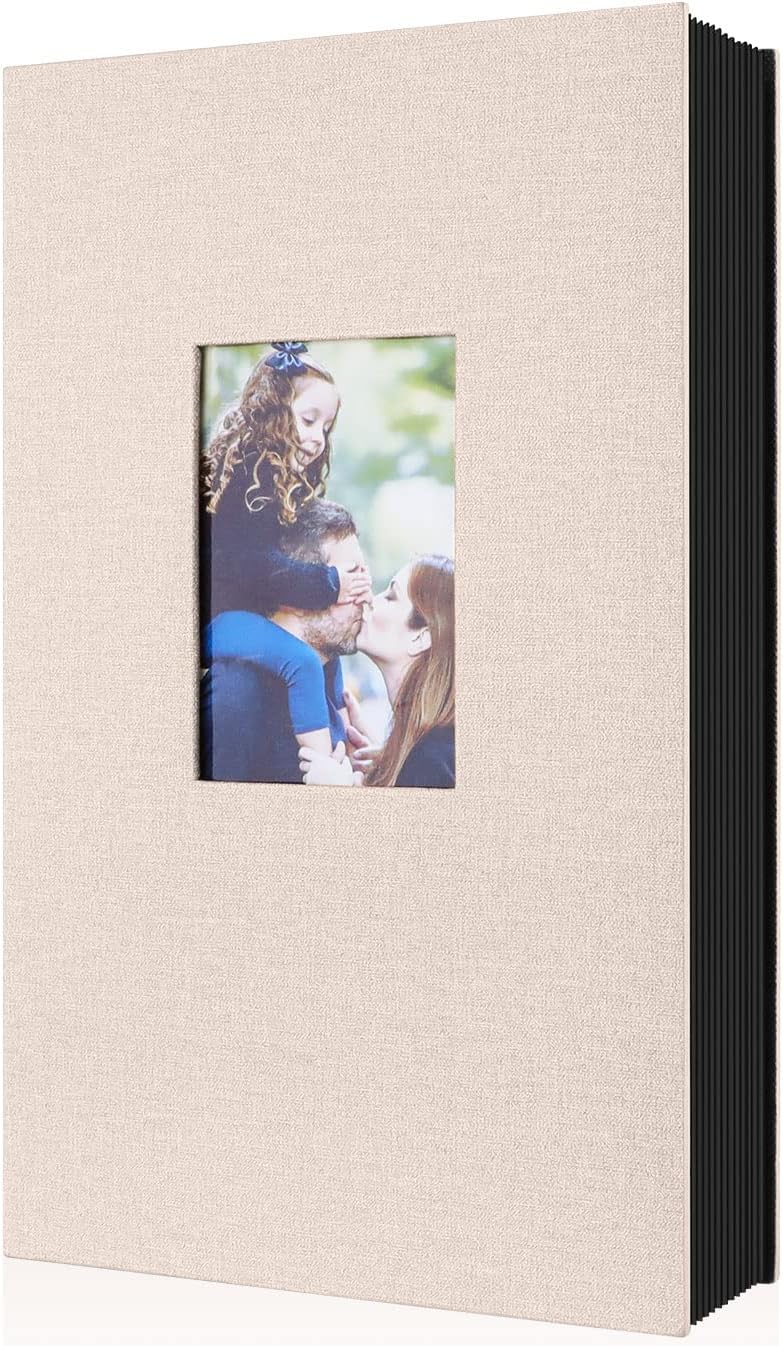 Benjia Photo Album 6x4 Slip in, Linen 300 Pockets Photo Albums Holds Landscape O...