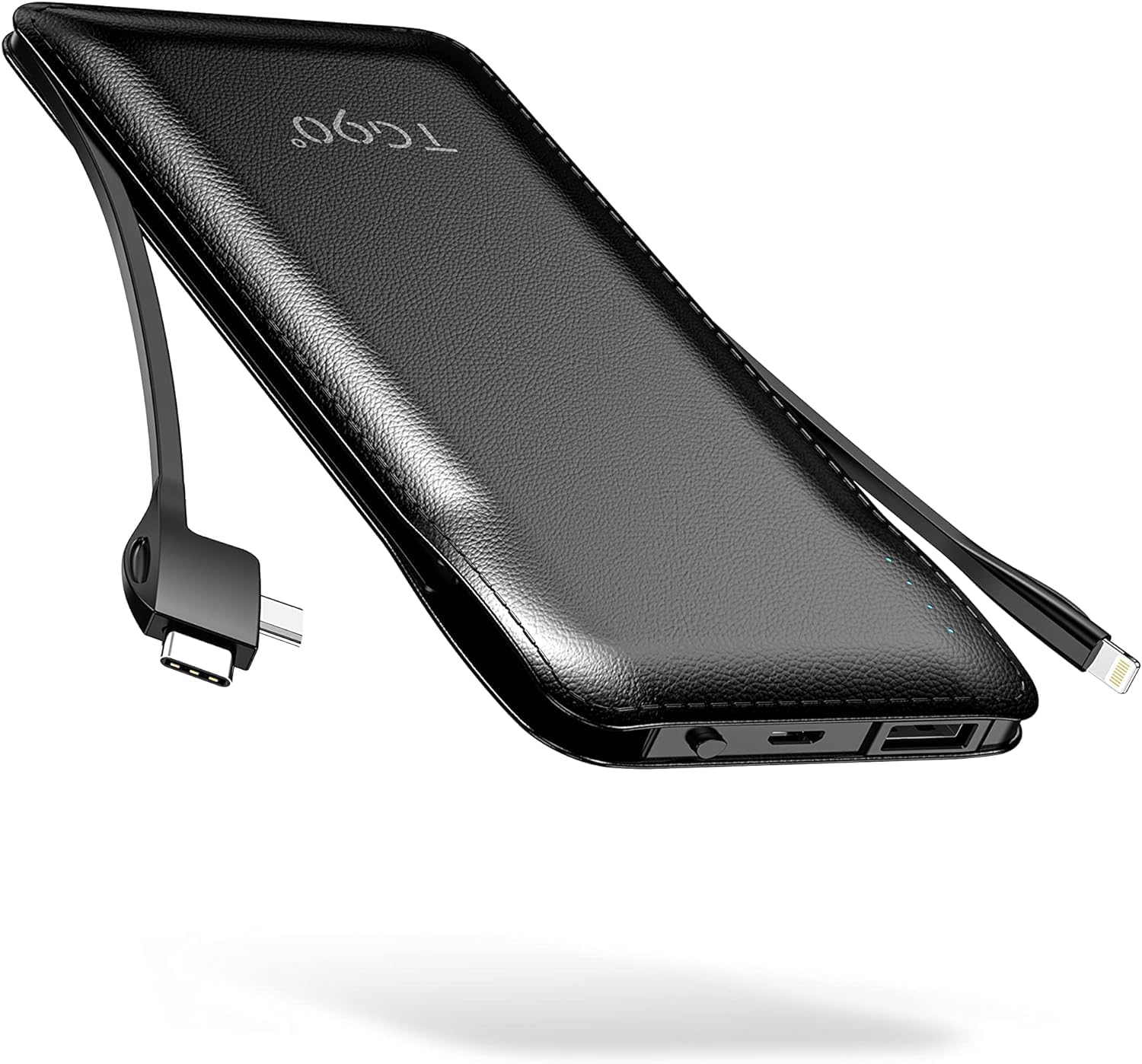 TG90° Portable Charger with Cords 10000mAh Power Bank with Built in Cables Batte...