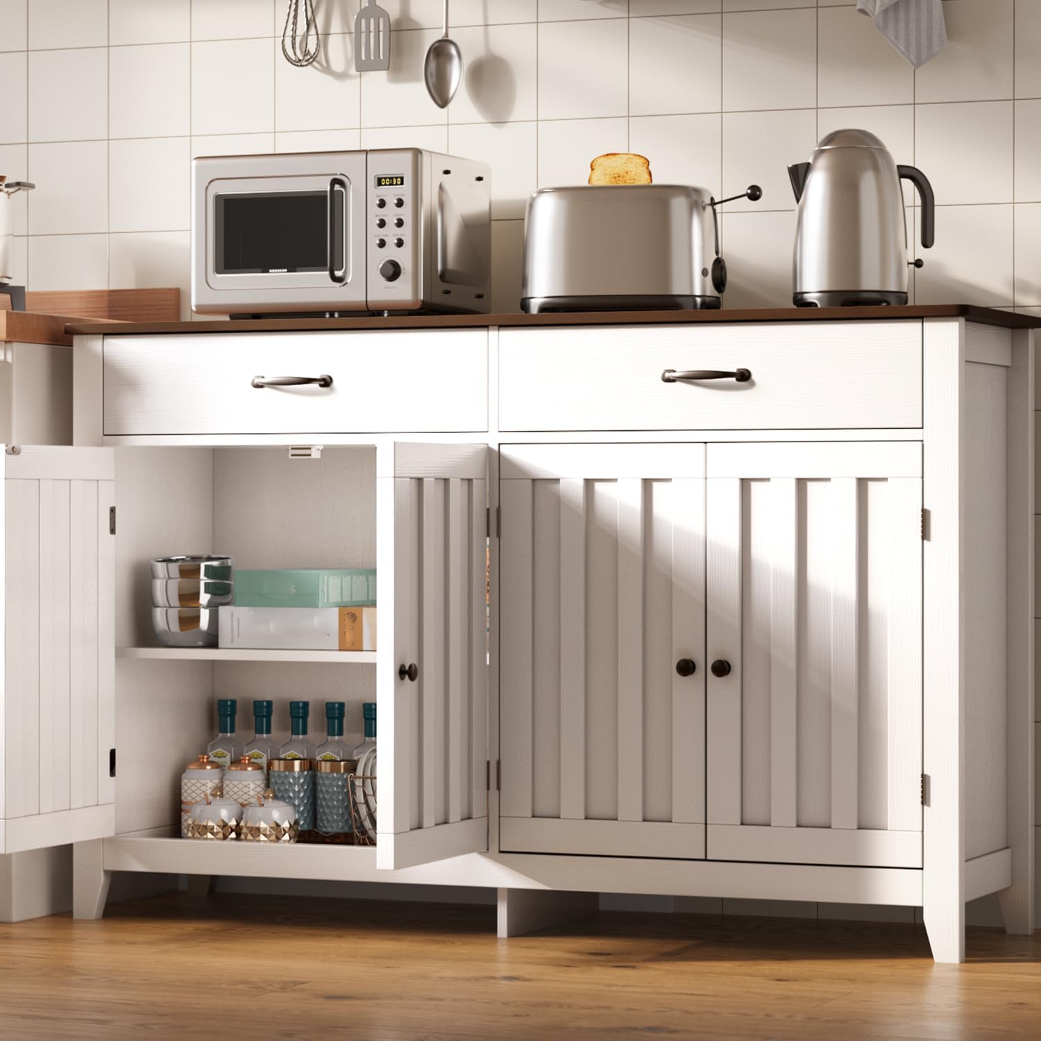 Gizoon 55" W Buffet Cabinet, Sideboard Buffet Cabinet with Storage, Kitchen Stor...