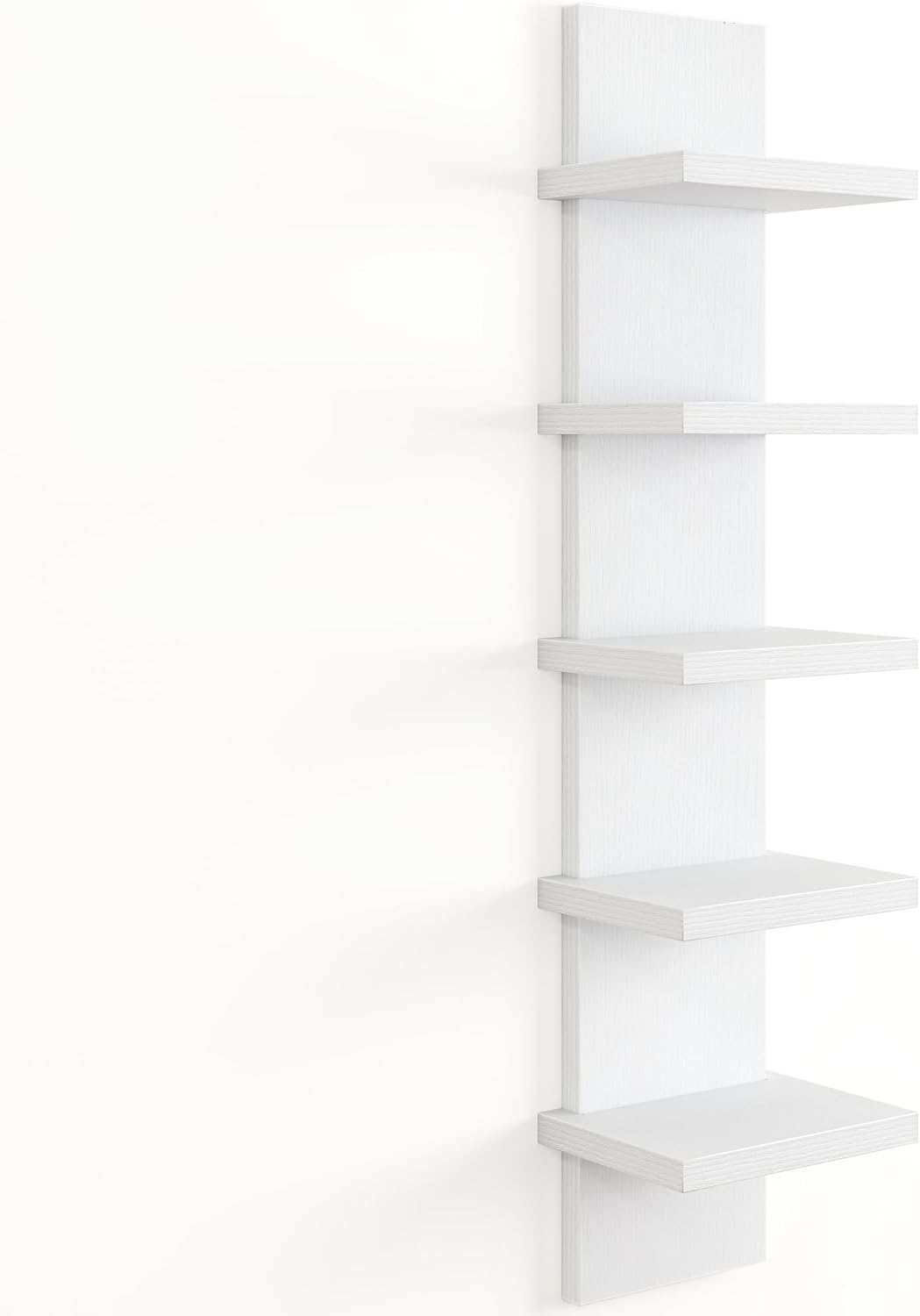5 Tier Wall Shelf Unit, Decorative Wall Mount Vertical Shelving, Floating Storag...
