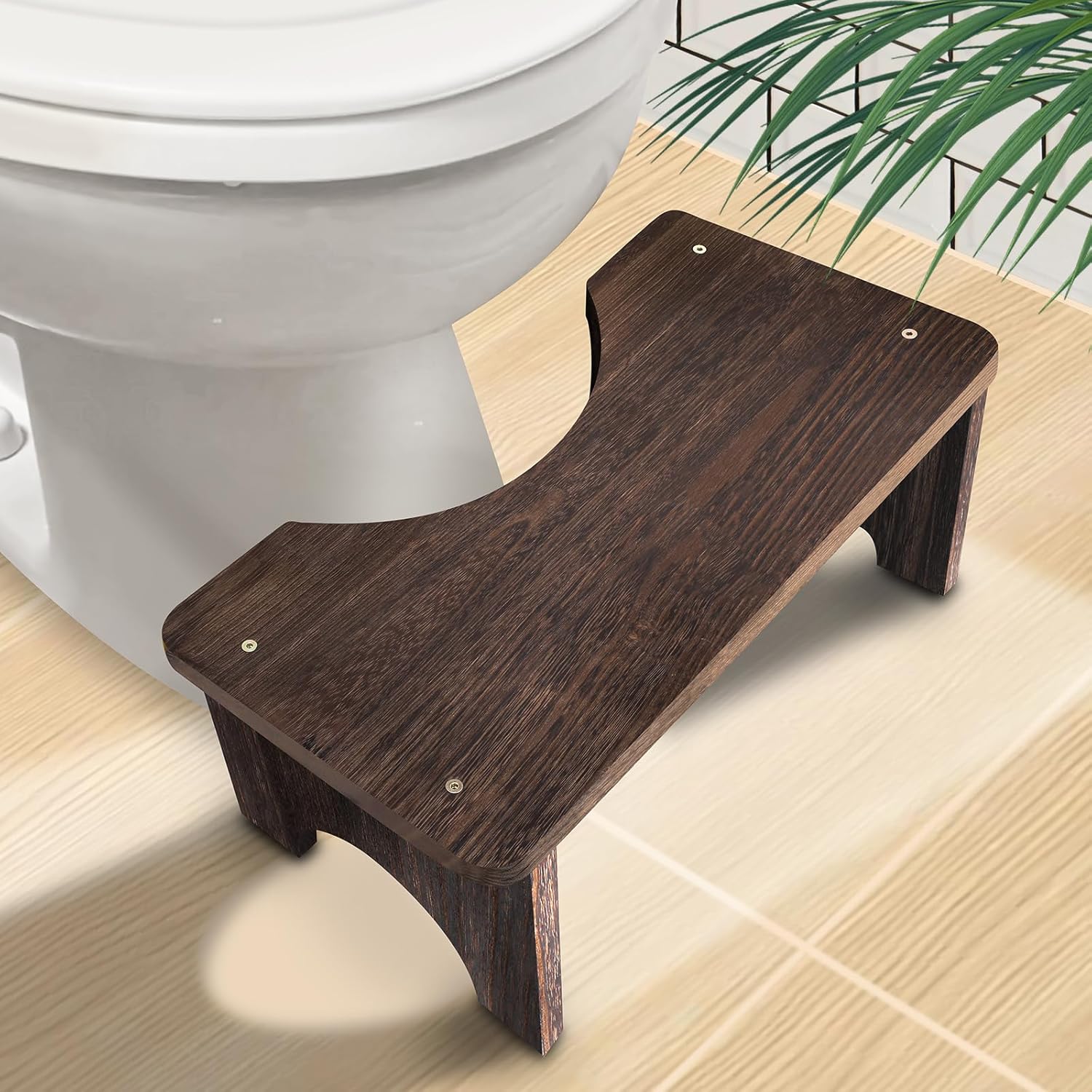 AZEN Wood Toilet Stool Squat Adult, Poop Stool for Bathroom Adults, Portable Toi...