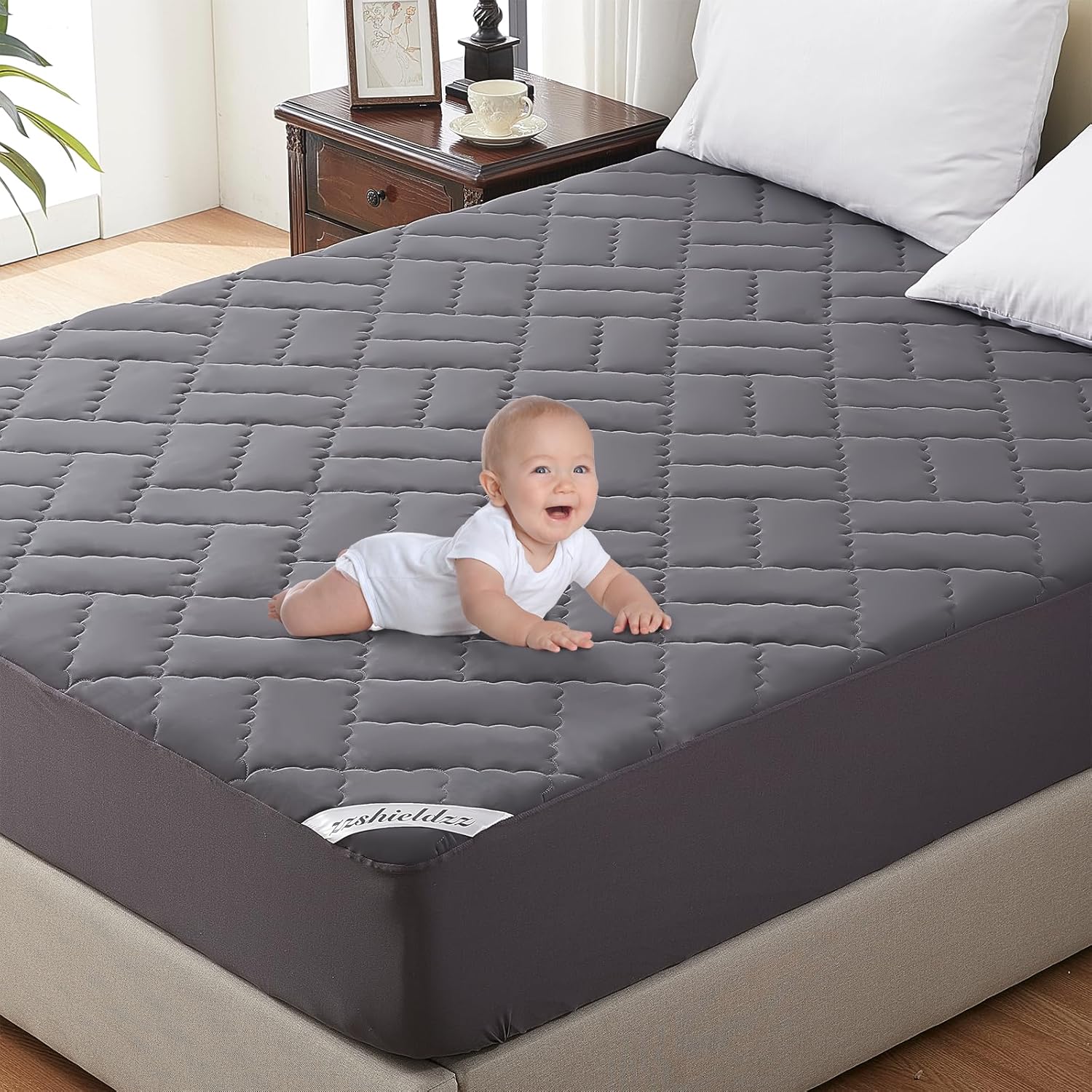 Waterproof Mattress Protector Full Size Quilted Fitted Proof Mattress Pad Cover...