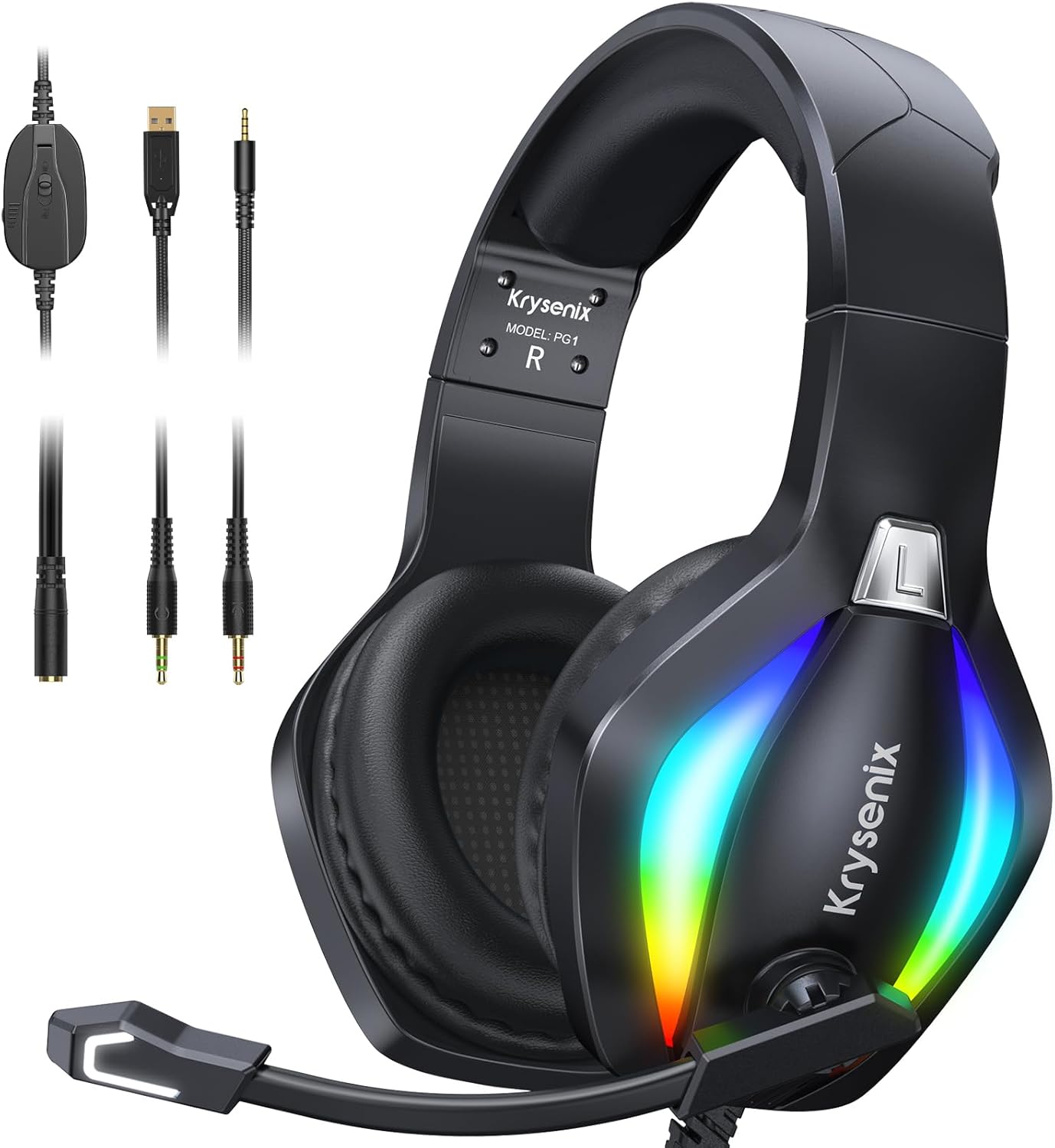 Krysenix PG1 Gaming Headset with Microphone for PS4/PS5/PC/Nintendo Switch/Xbox,...
