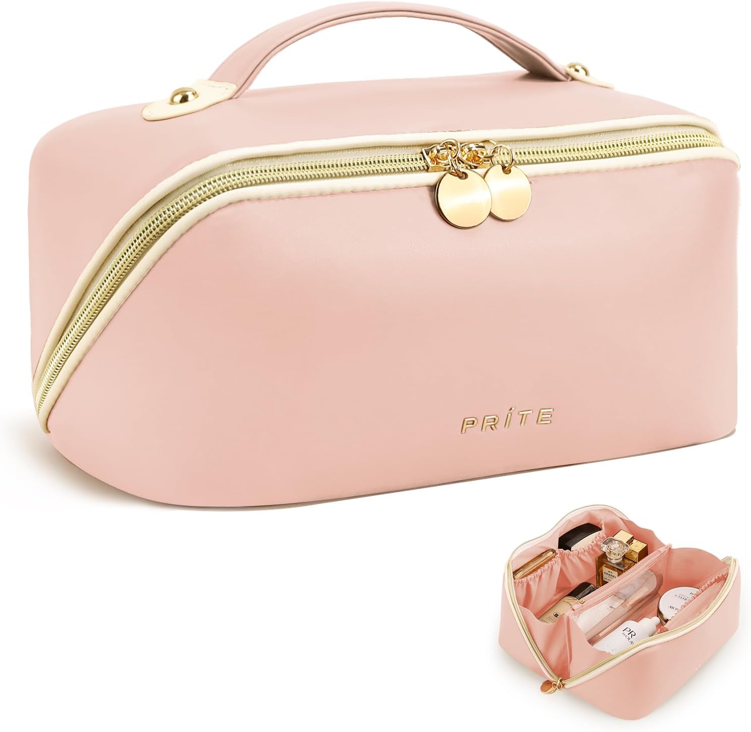 Prite Large Capacity Makeup Bag Portable Travel Cosmetic Bag Waterproof Toiletry...