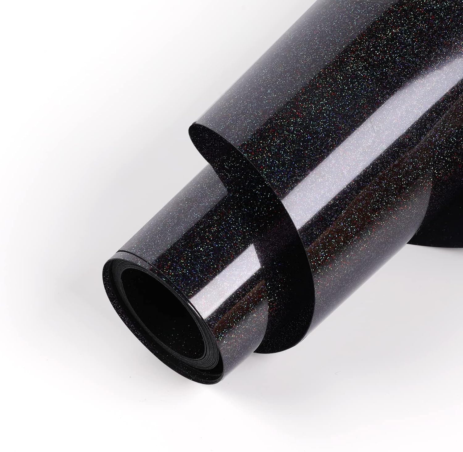 HTVRONT Black Glitter Heat Transfer Vinyl - 12" x 5FT Black Glitter HTV Vinyl fo...