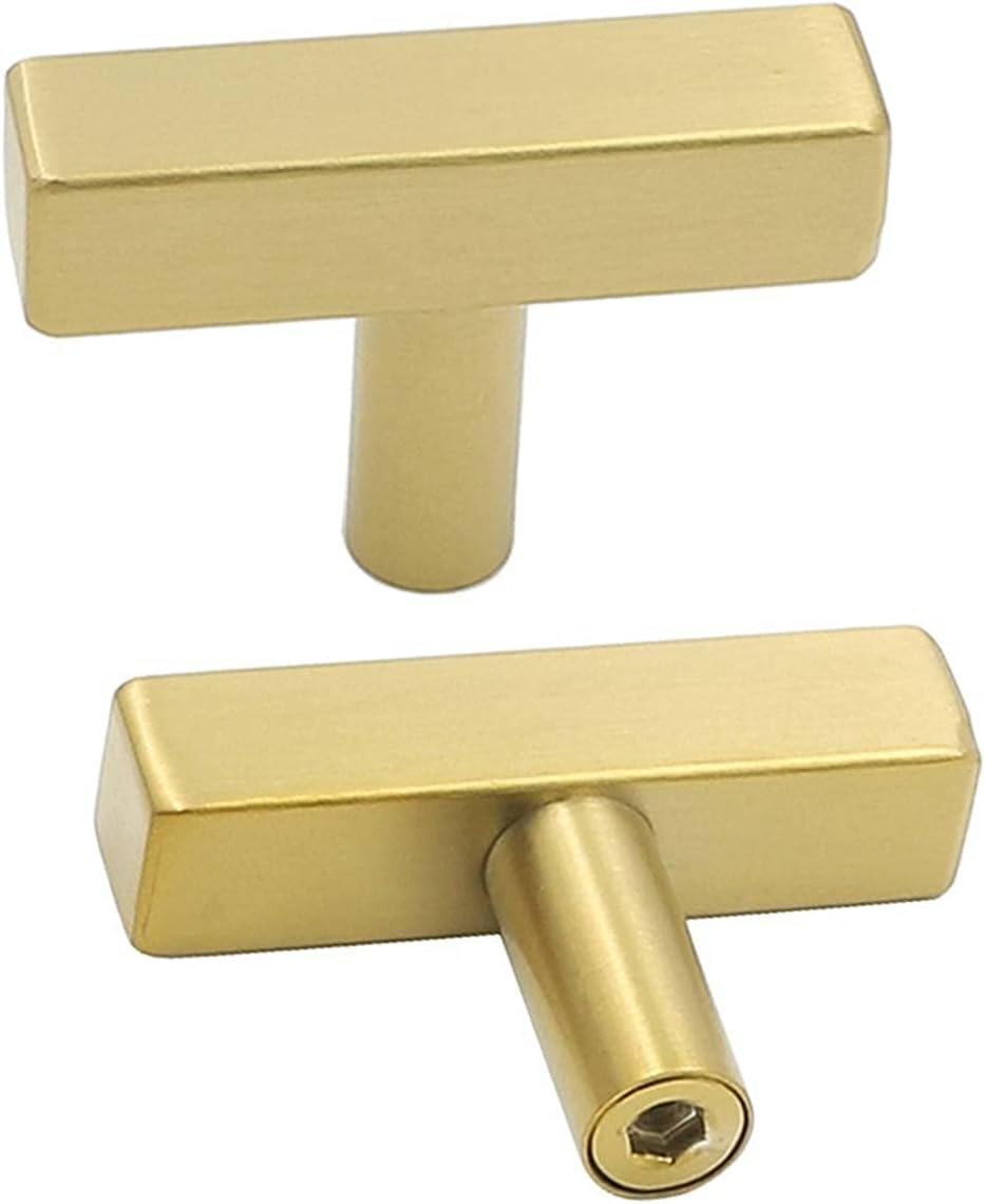 goldenwarm 5Pack Brushed Brass Cabinet Knobs Kitchen Cabinet Hardware Knobs - LS...