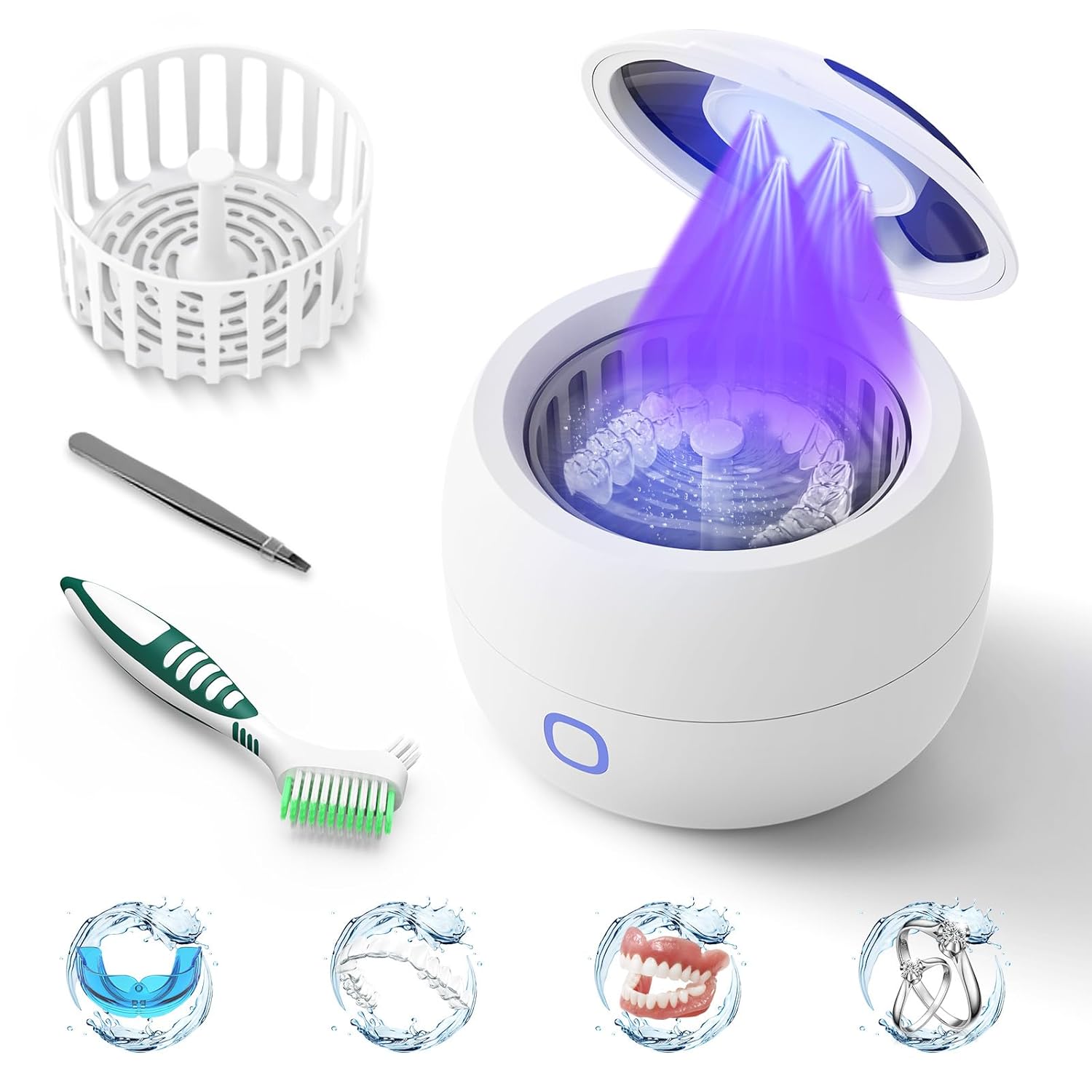 Upgraded Ultrasonic Retainer Cleaner, 45kHz Retainer Cleaner Machine for Denture...