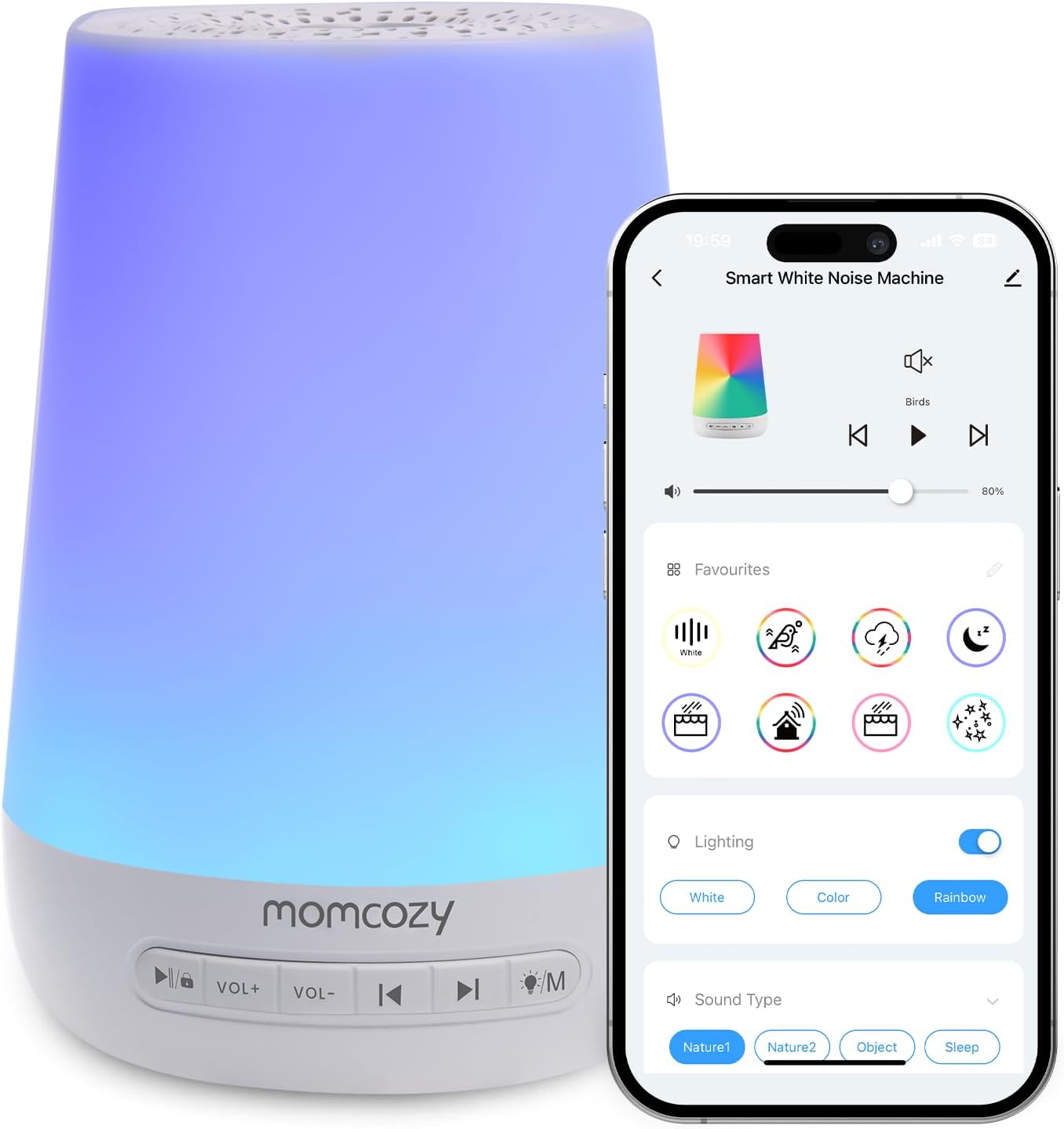 Baby Sound Machine, Momcozy White Noise Machine fo...