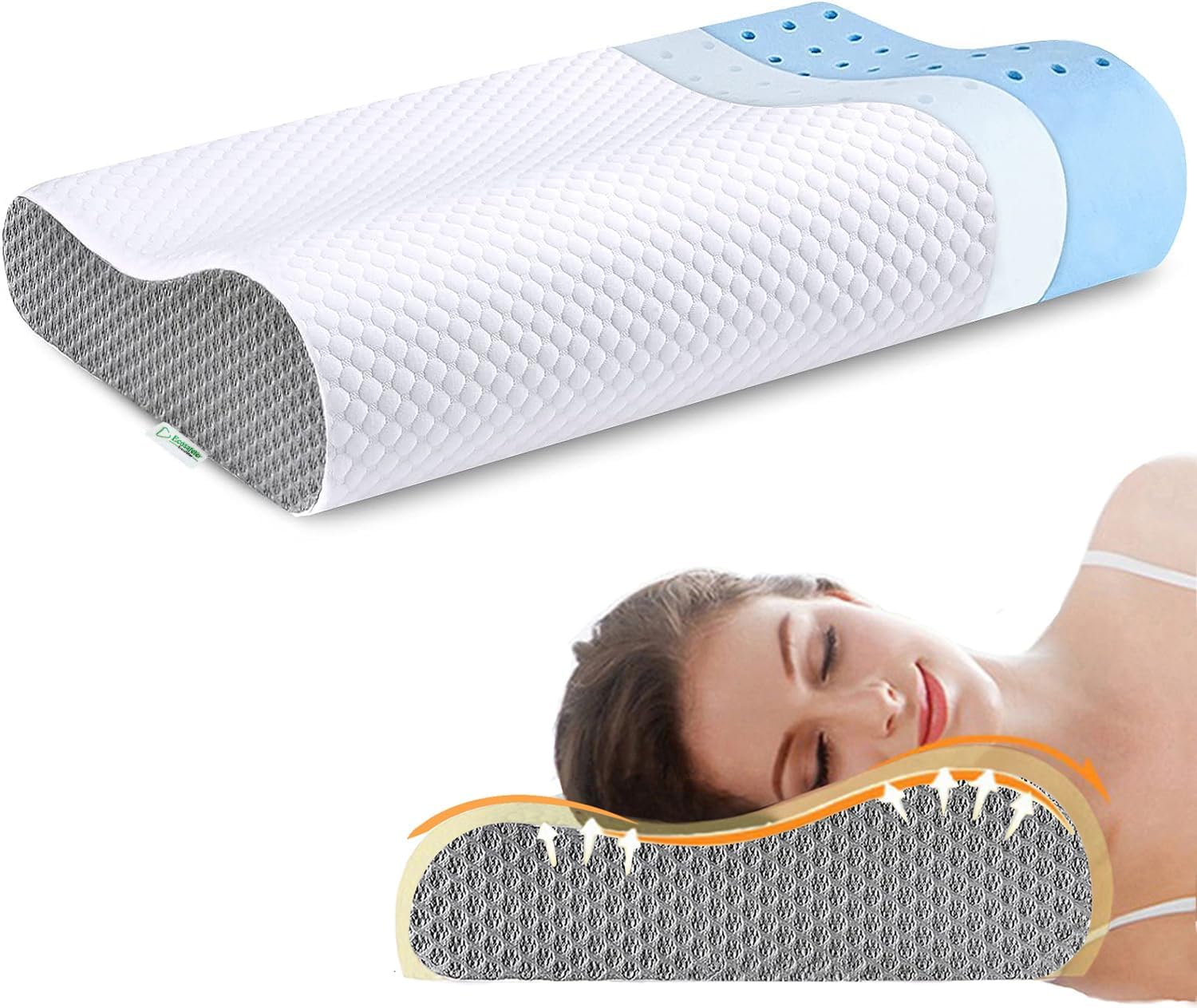 Ecosafeter 2025 New Upgrade Memory Foam Neck Pillows for Pain Relief Bed Pillow...