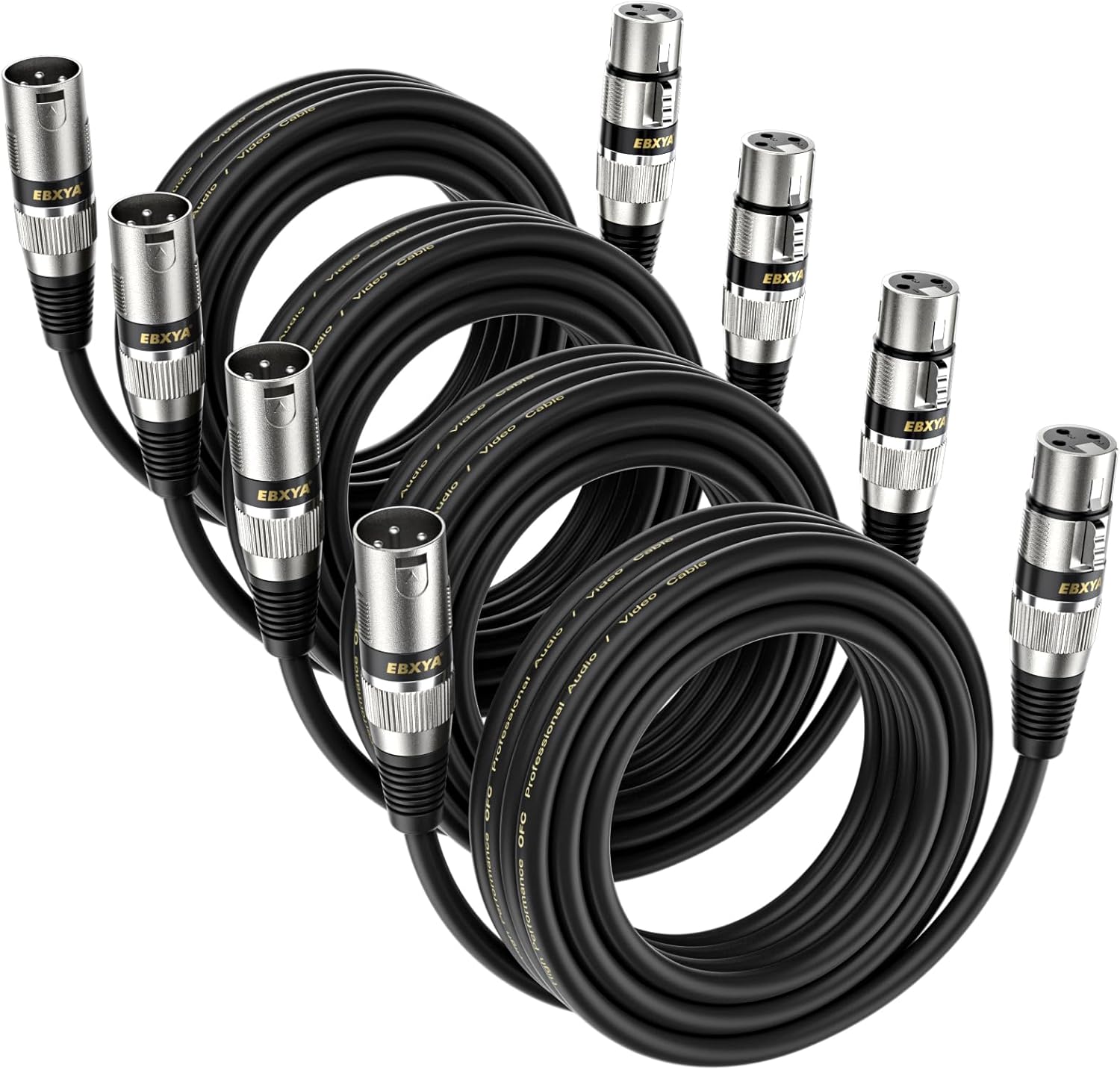 EBXYA XLR Cable Microphone Cable 5M 4 Packs Balanced Male to Female XLR Patch Ca...