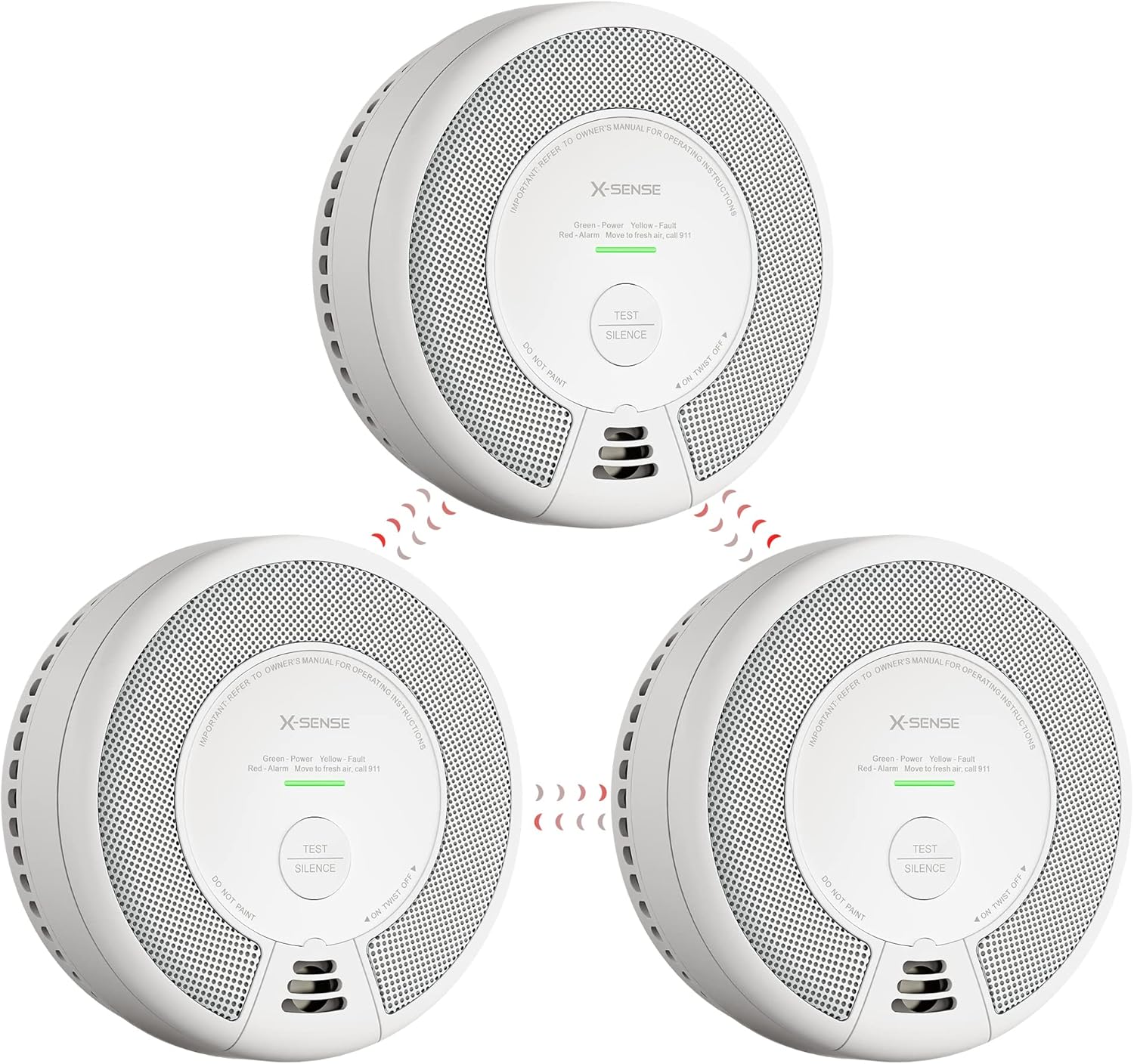 X-Sense Wireless Interconnected Combination Smoke and Carbon Monoxide Detector,...