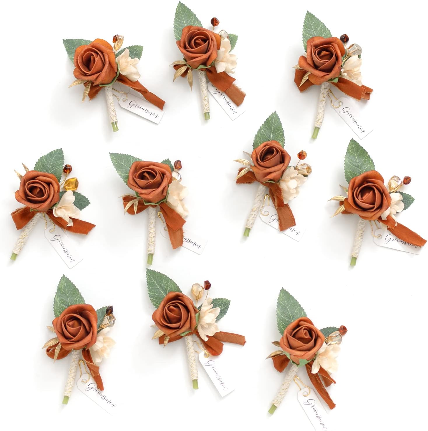 Ling's Moment Boutonniere for Men, 10pcs Groomsmen Guest Boutonniere, Artificial...