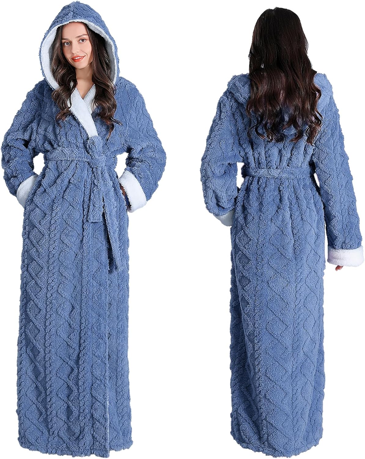 Oksun Womens Long Dressing Gown Robe Full Length Ladies Fluffy Plus Size Fleece...
