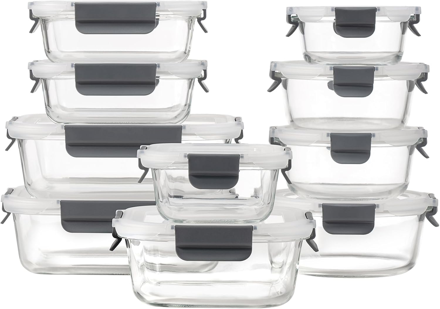 GENICOOK Glass Food Storage Containers with Airtight Lids, Glass Meal Prep Conta...