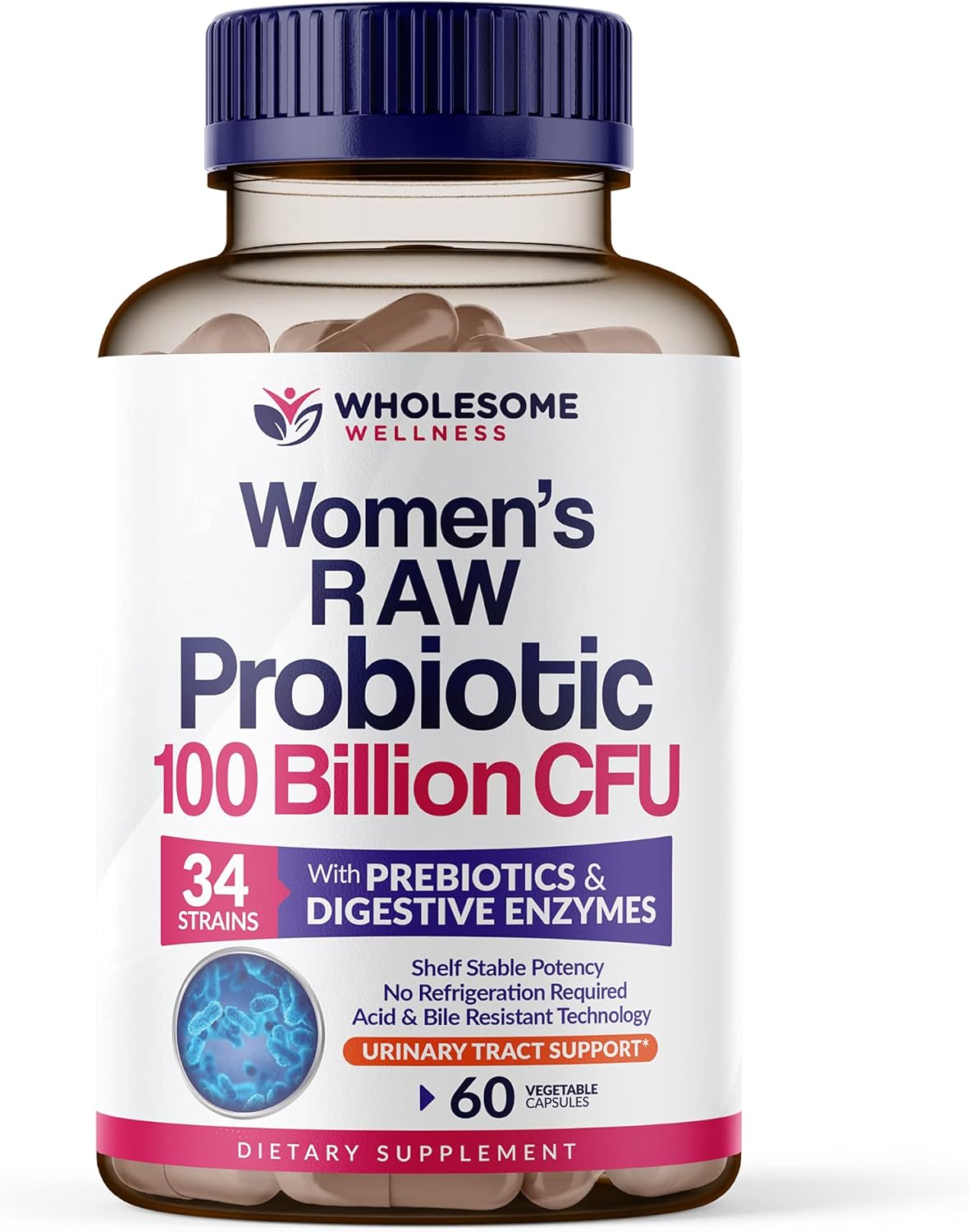 Wholesome Wellness Dr. Formulated Raw Probiotics for Women 100 Billion CFUs Caps...