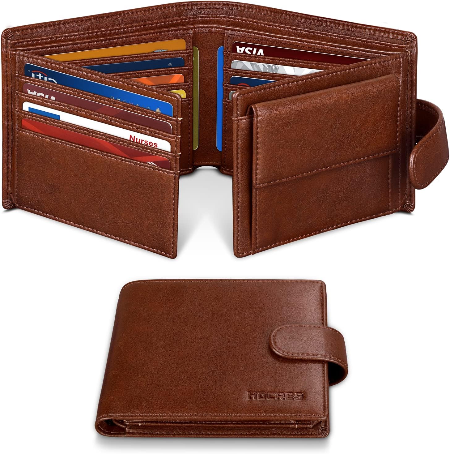 HOCRES® Wallets for Men, RFID Blocking Wallet,Mens Wallet, Leather Wallet with 1...