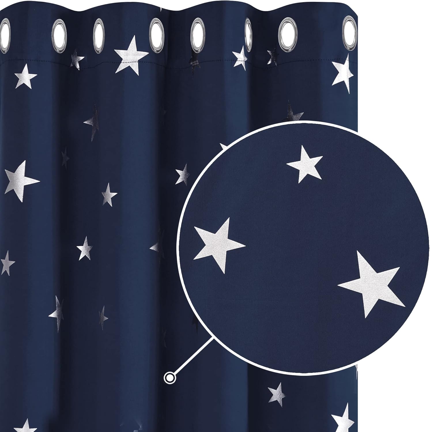 Deconovo Space Curtains Star Printed Thermal Insulated Eyelet Blackout Curtains...