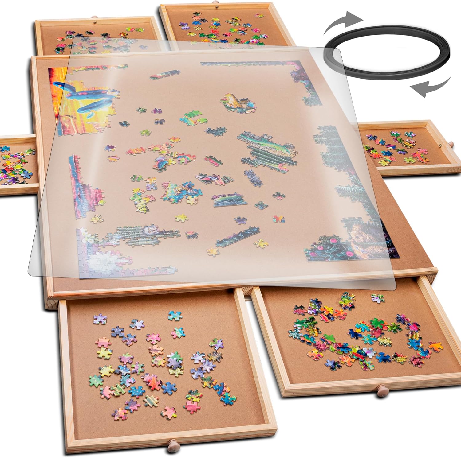 PLAYVIBE Rotating Jigsaw Puzzle Board with Drawers...