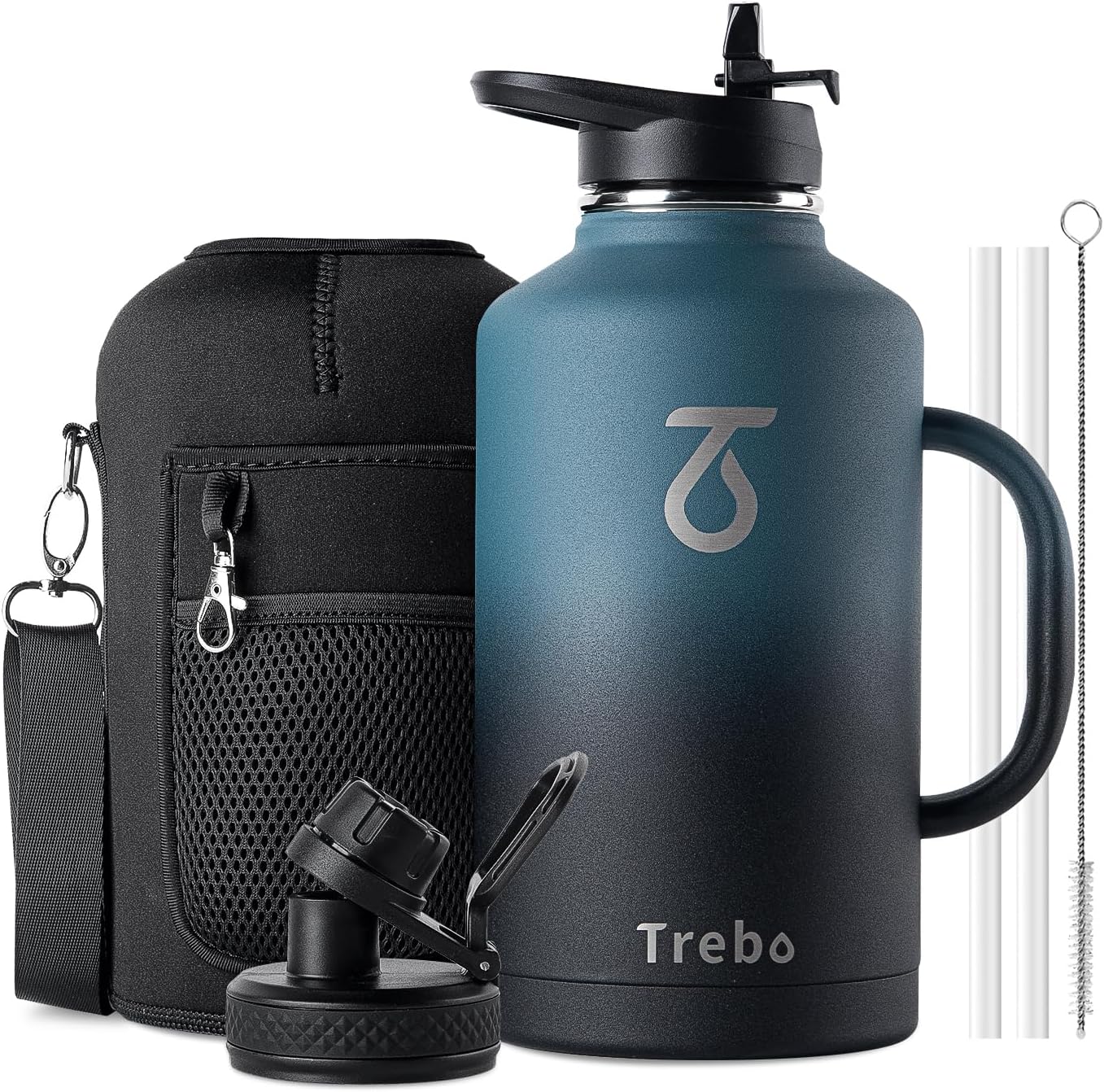 Trebo Insulated Water Bottle 2L, Metal Bottle with Handle Stainless Steel Metal...