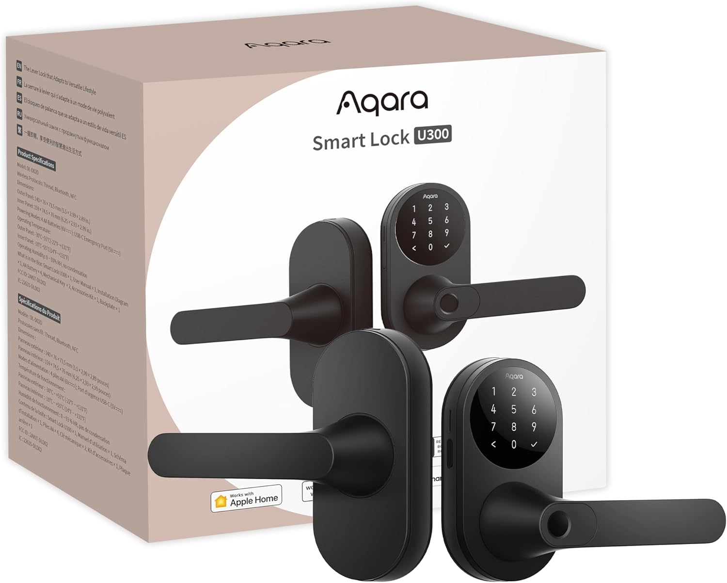 Aqara Smart Lock U300, Fingerprint Keyless Entry Door Lock with Handle, Matter O...