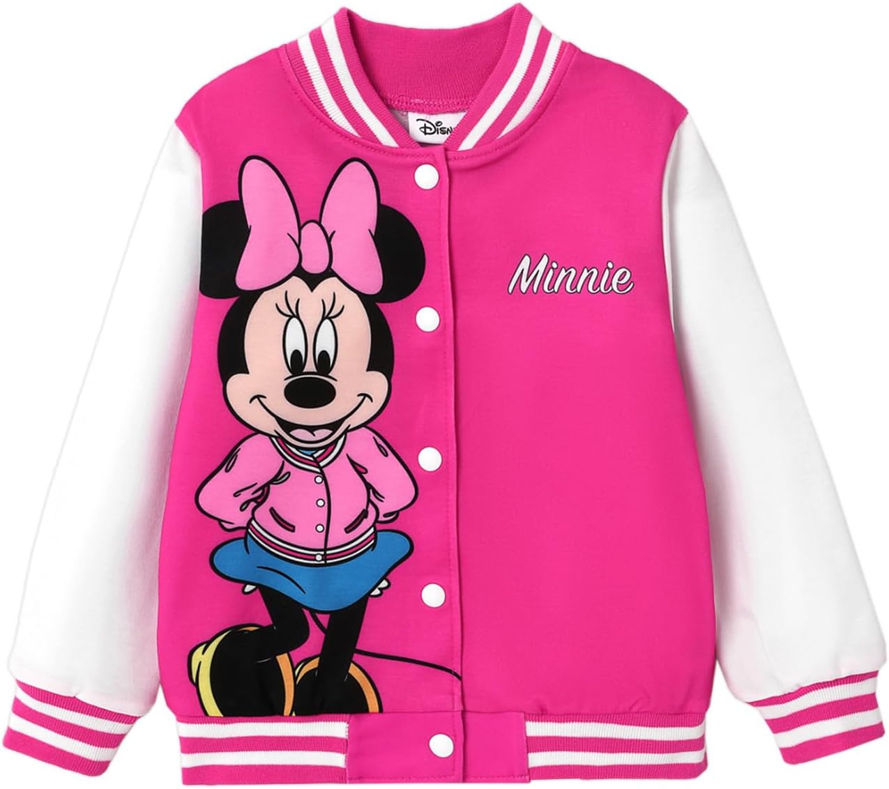 Disney Minnie Mouse Mickey Mouse Stitch Kids Varsity Bomber Jacket Lightweight B...