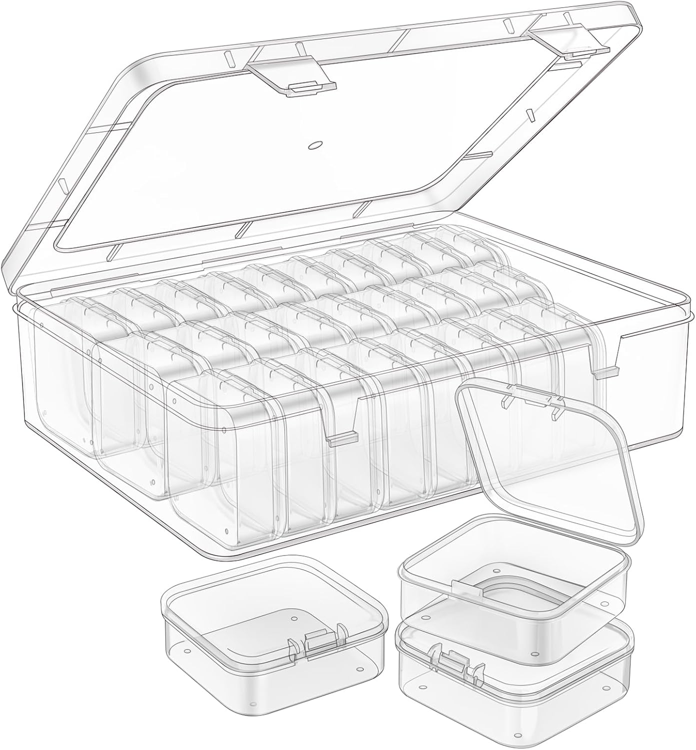 Mathtoxyz Bead Organizer Box, 31Pcs Small Bead Organizers and Storage Plastic Ca...