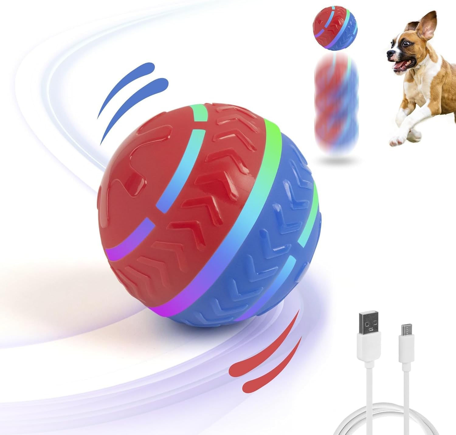 pet prime Interactive Dog Ball, Moving Dog Ball USB Rechargeable, Activated Smar...