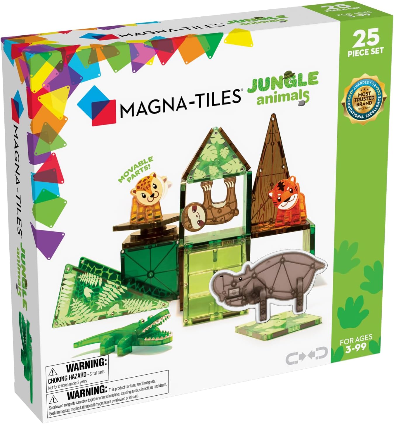 MAGNA-TILES Jungle Animals 25-Piece Magnetic Construction Set, The ORIGINAL Magn...