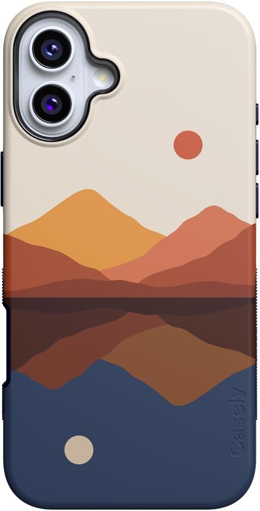 Casely iPhone 16 Plus Case | Opposites Attract Day Night Colorblock Mountains |...