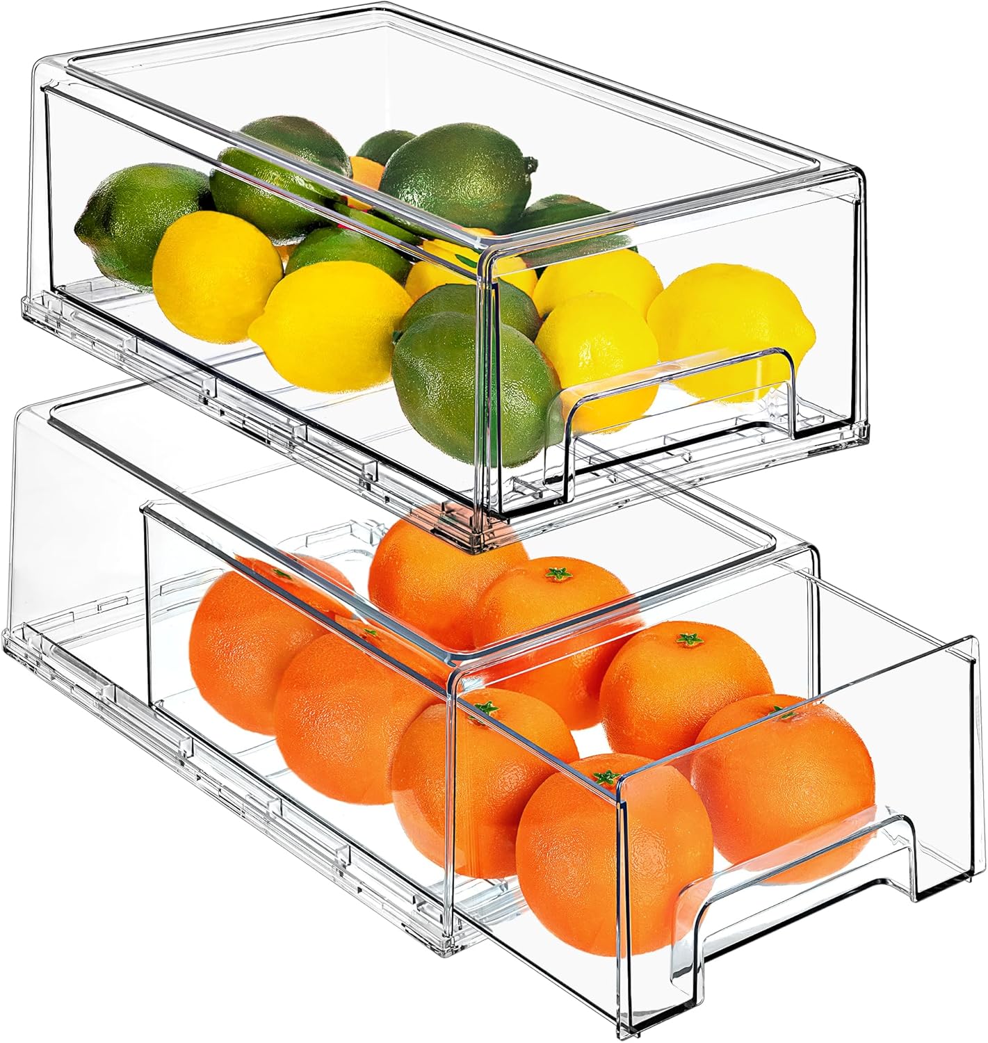Sorbus Clear Stackable Fridge Drawer Bins - Pull O...