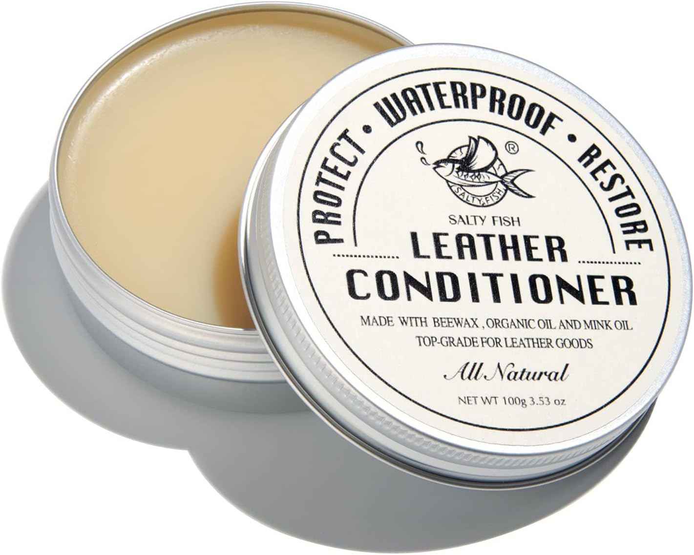 SALTY FISH All-Natural Leather Conditioner and Cleaner,Made with Mink Oil Beeswa...