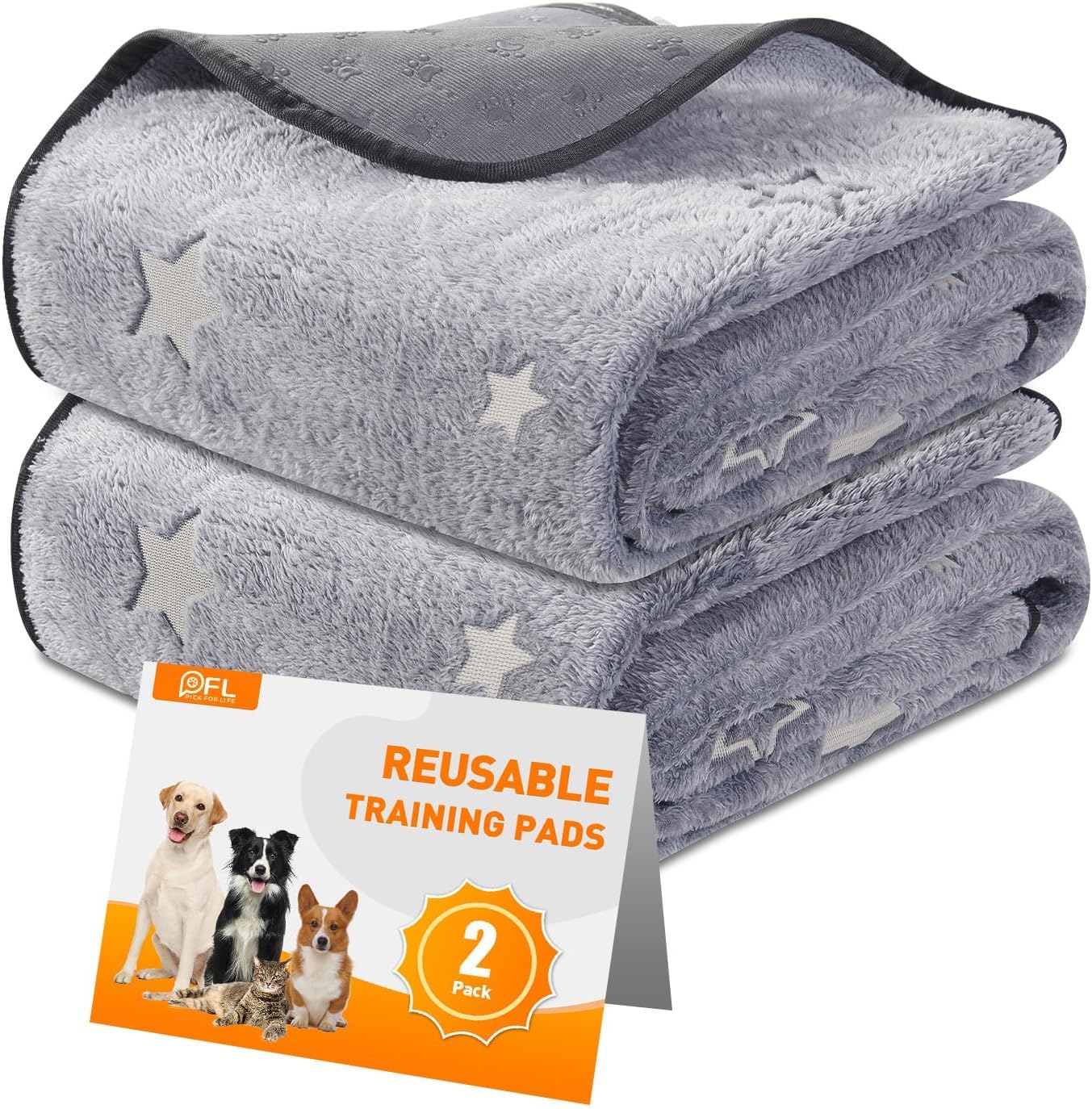 Washable Puppy Pads, 2 Packs Fast Absorption Reusable Puppy Pads, Dog Pee Pad, W...