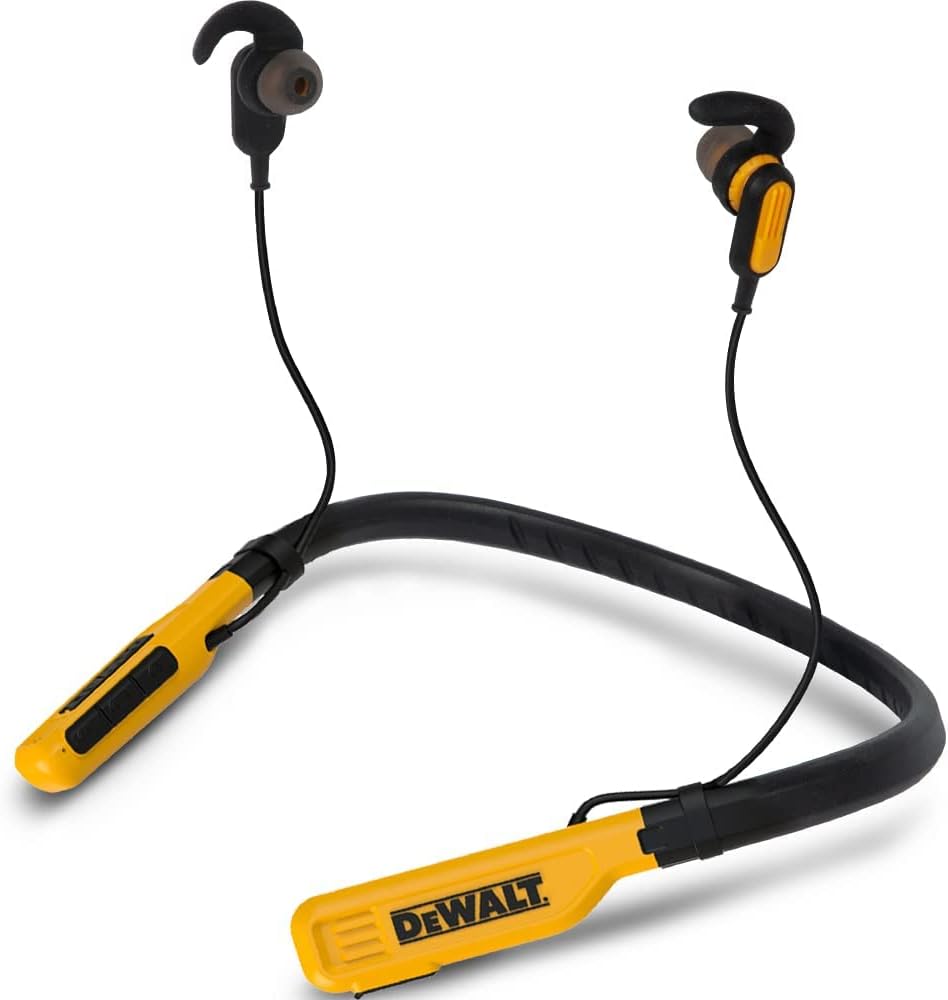 DEWALT Wireless Bluetooth Neckband Headphones — Neckband Earphones with 30H Runt...